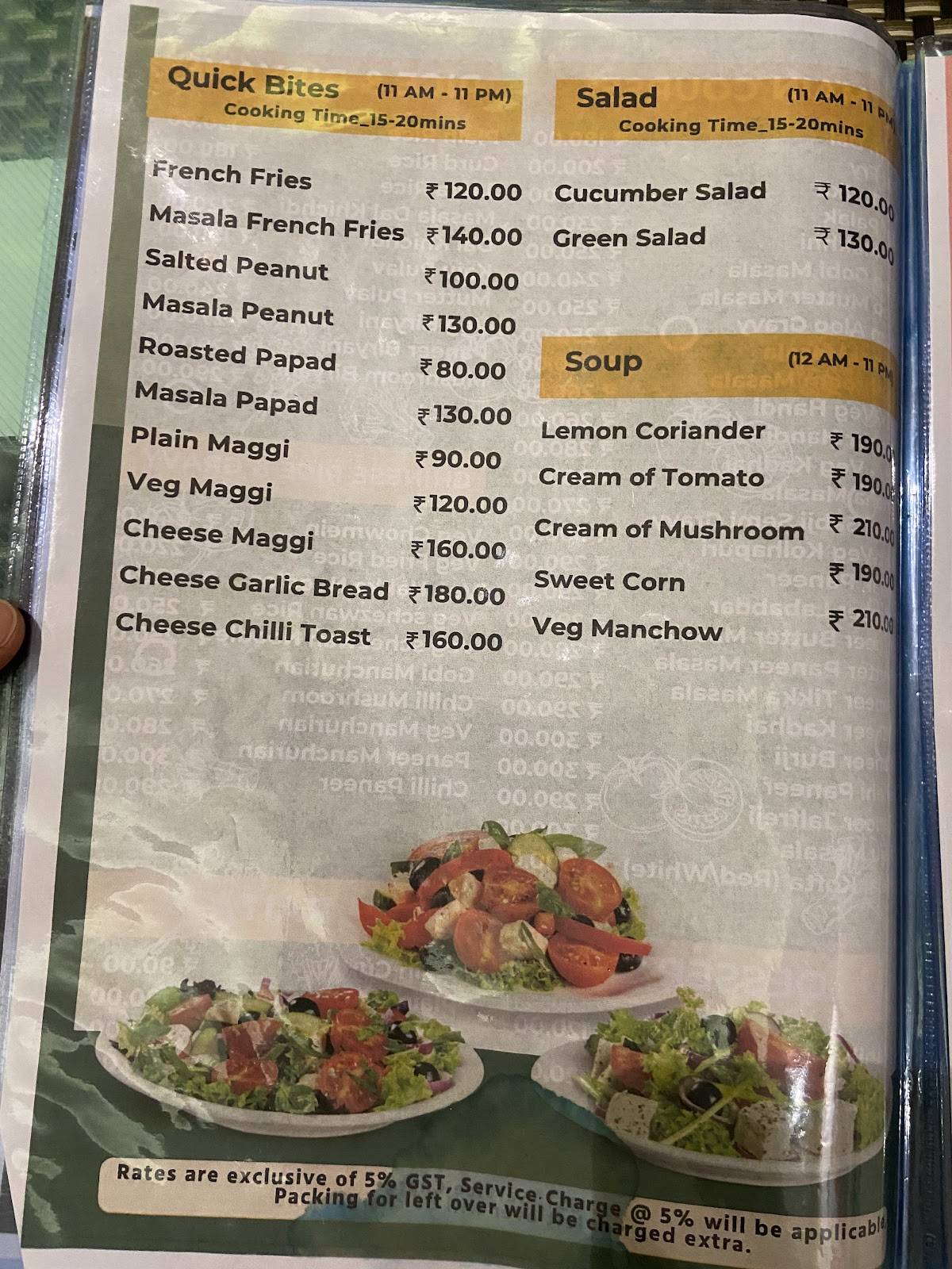 Veg De Rasoi menu