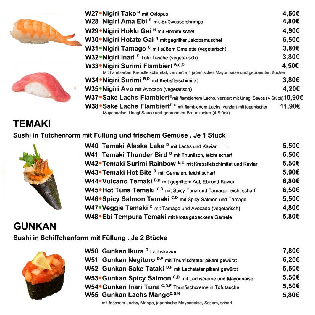 Menu de Wasabi