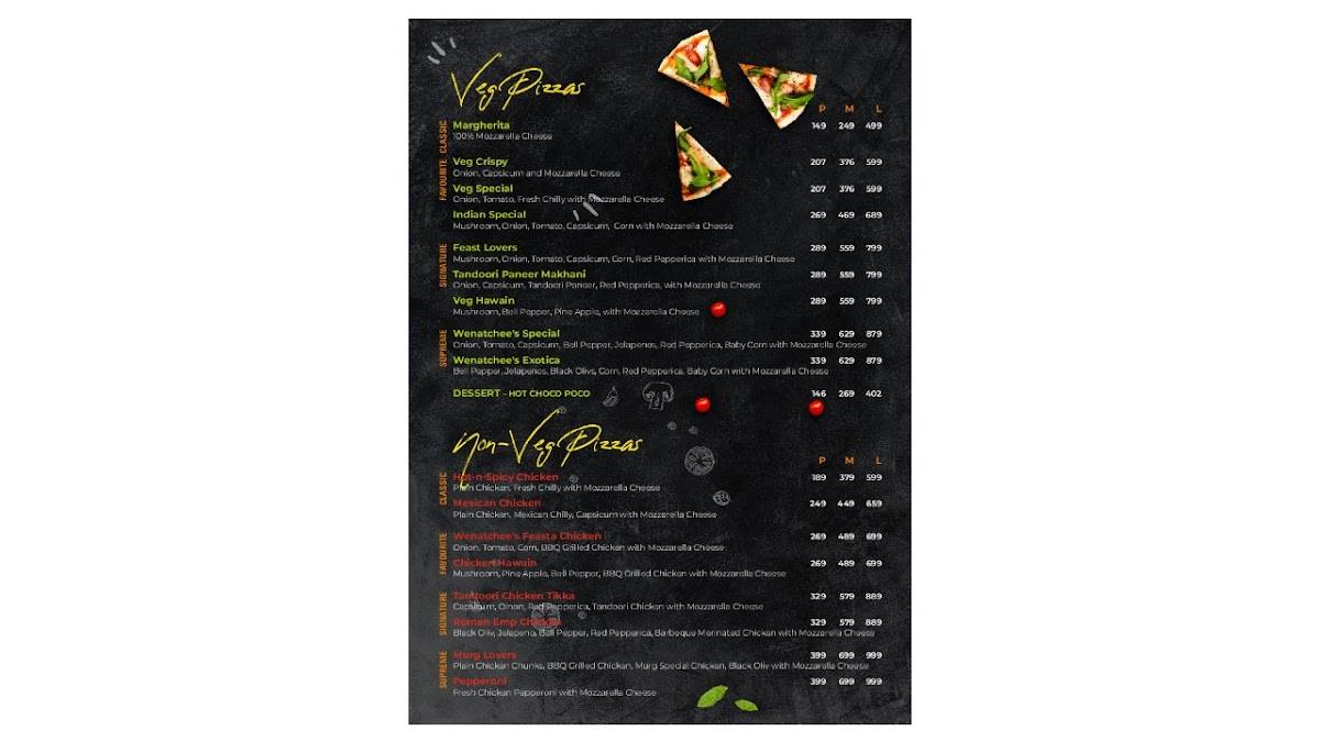 Wenatchee's Pizza menu