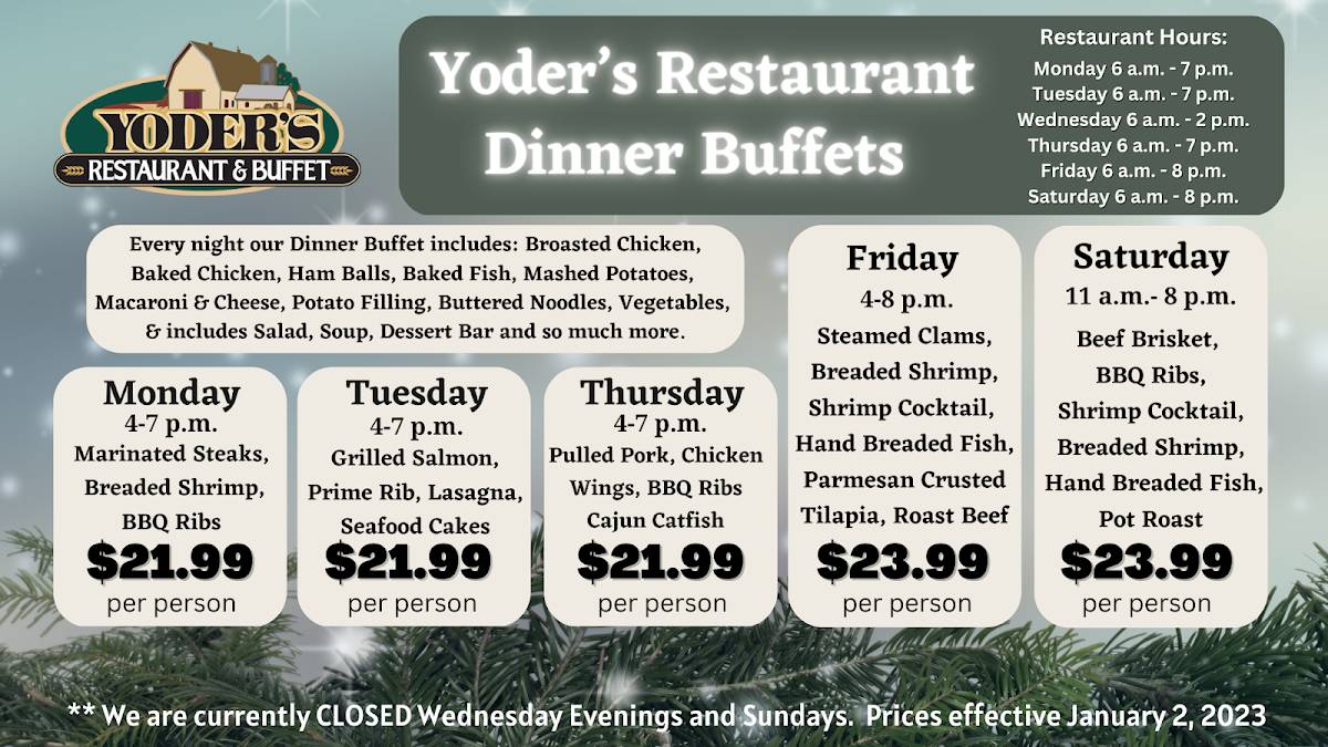 Menu at Yoder's Restaurant & Buffet, New Holland