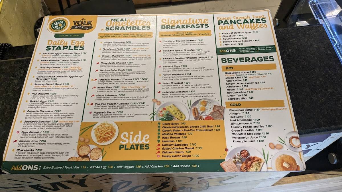 Yolkshire Aundh menu