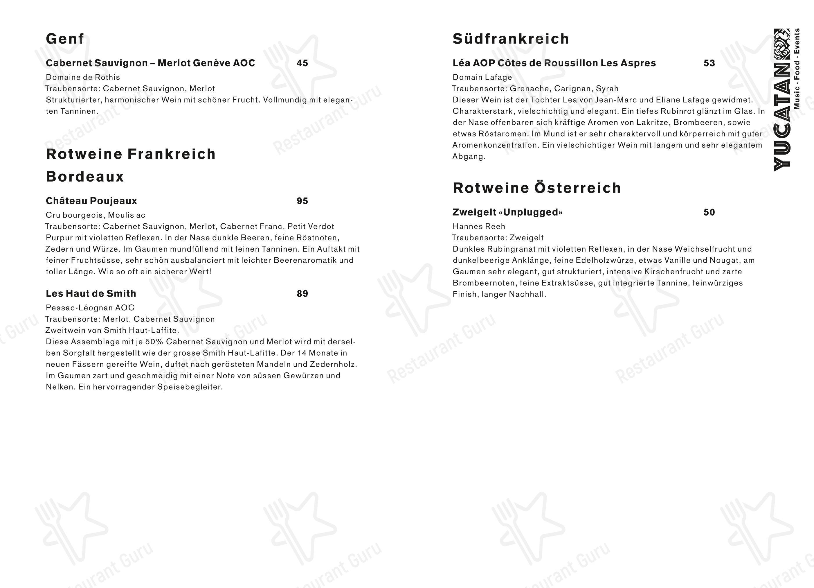 Yucatan Kitchen&Bar in Engelberg - Menu