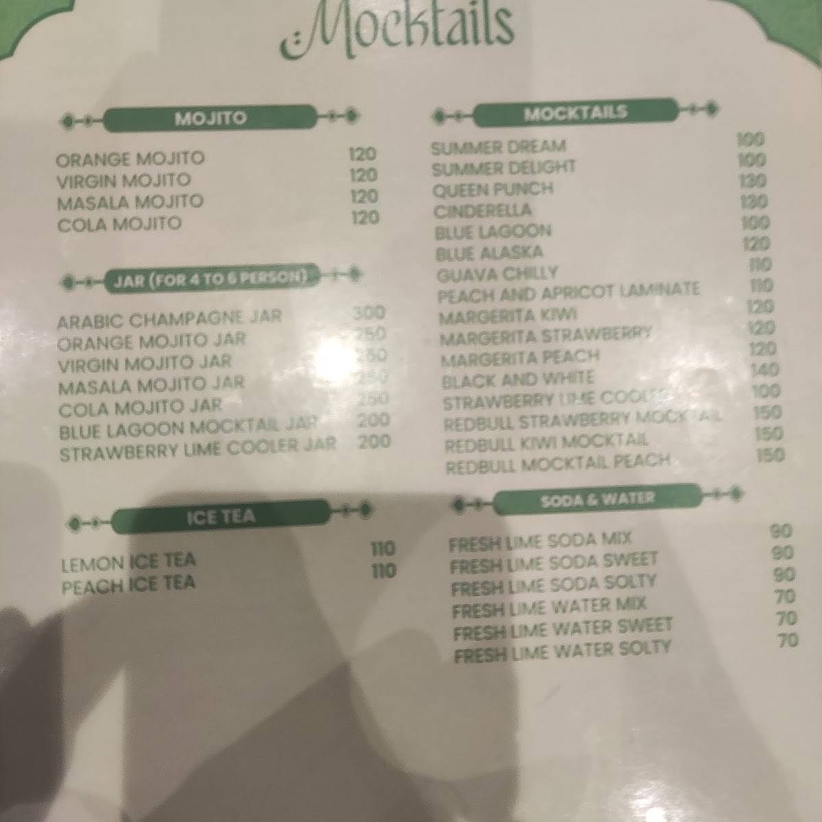 Zaitoon Restaurant menu