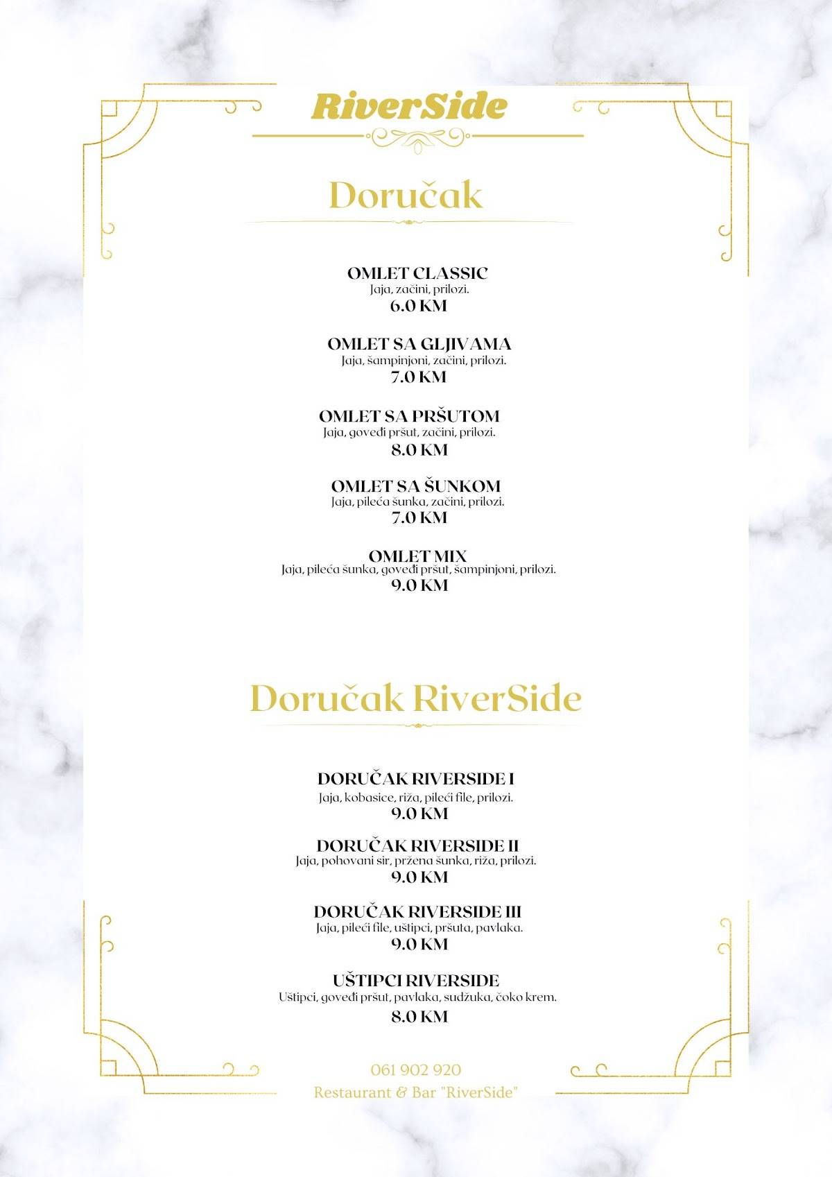 Menu at Restaurant & Bar 