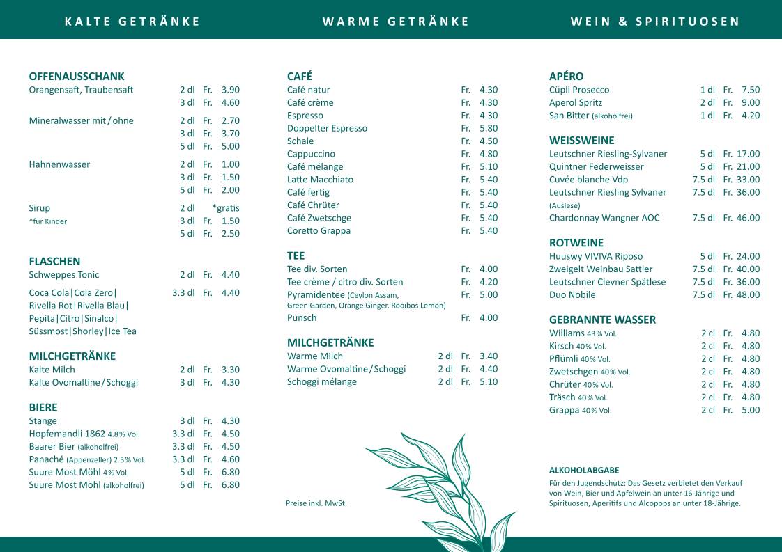 Menu di Restaurant im Park 