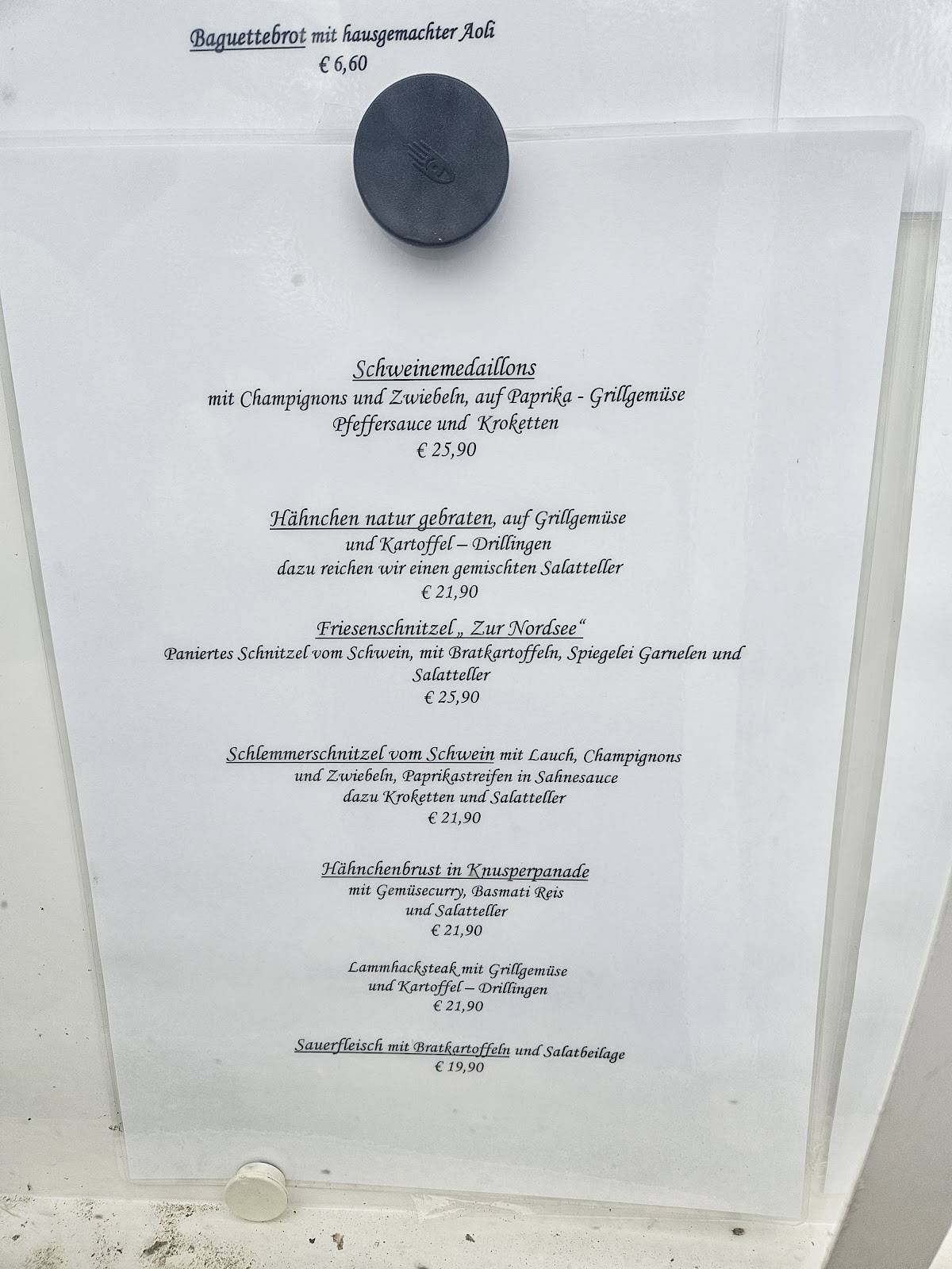 restaurant zur nordsee nordstrand speisekarte