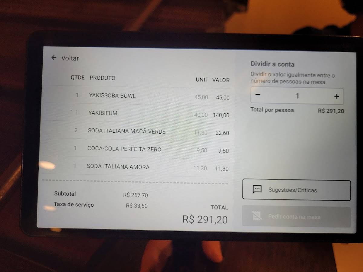 Restaurante Banri cardápio