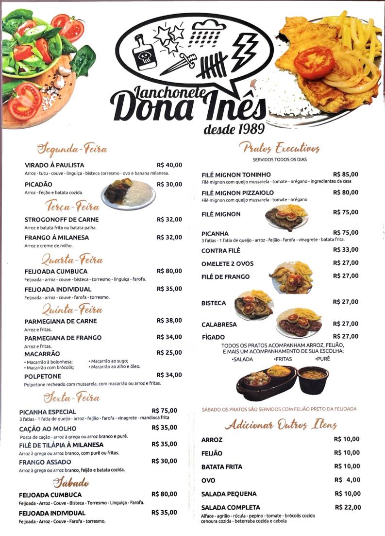 Restaurante Dona Inês cardápio