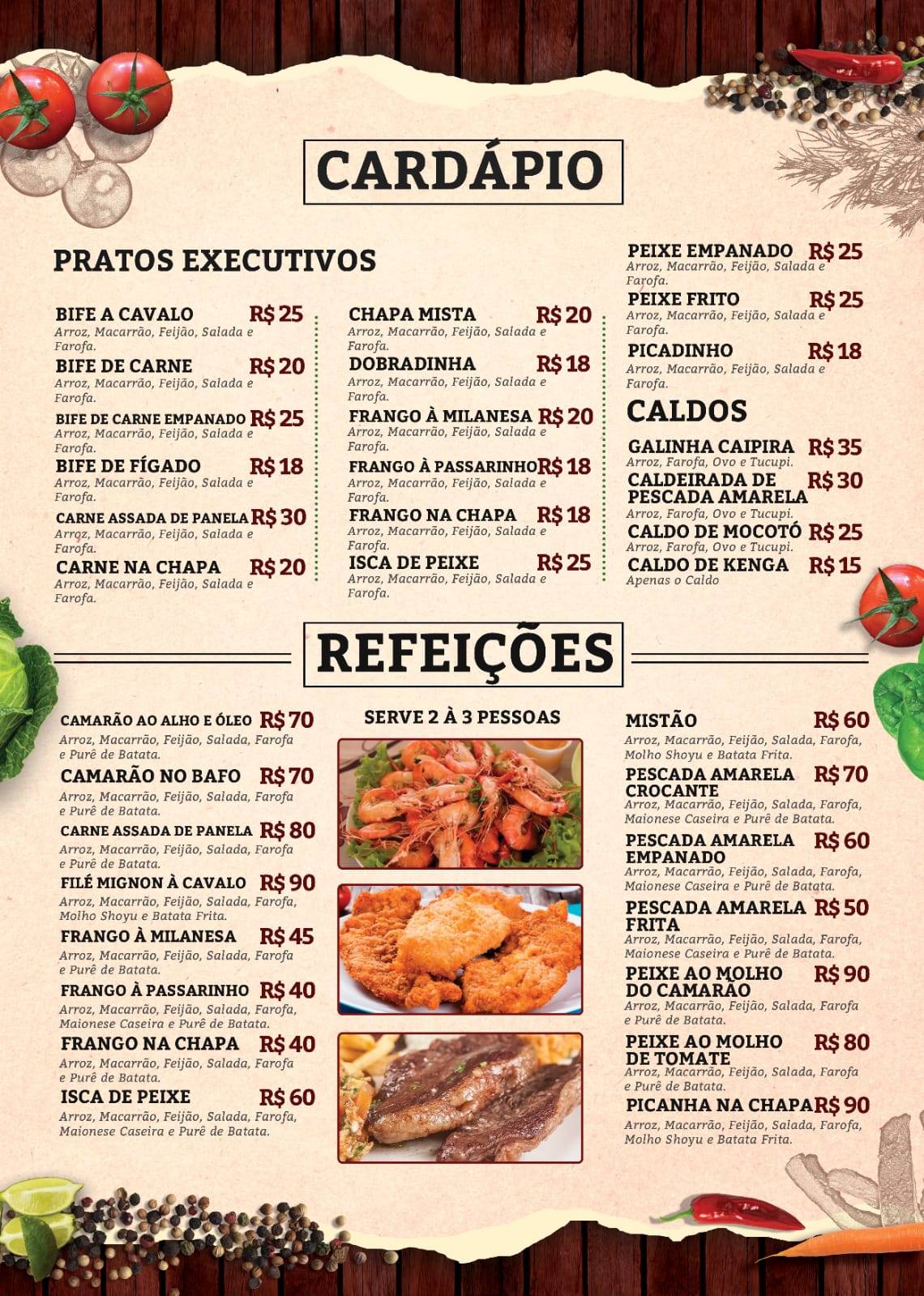 Restaurante Espaço Caseiro cardápio