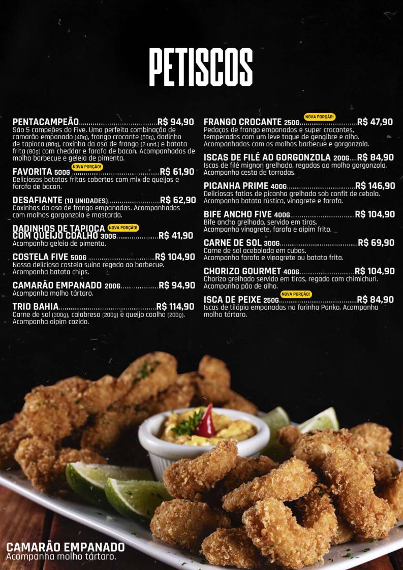 Five Sport Bar - Vitória cardápio
