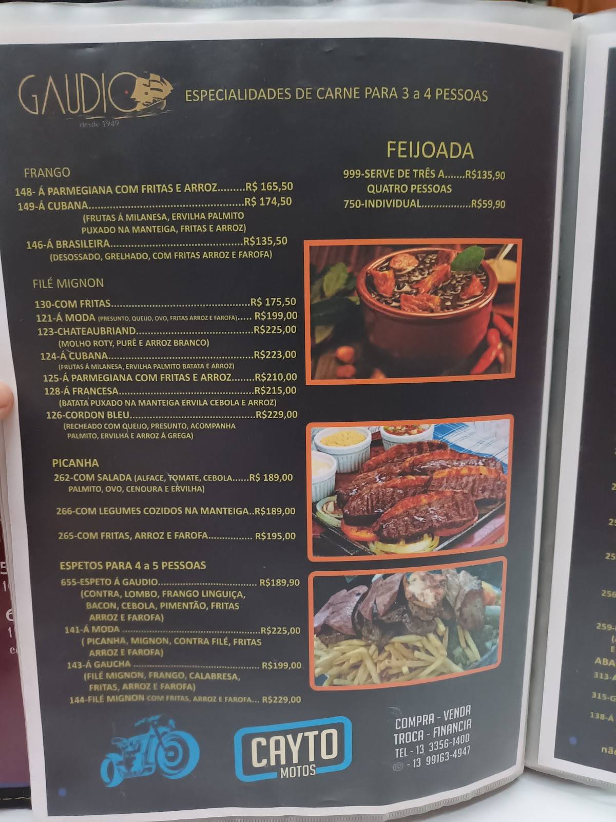 Restaurante Gaudio cardápio