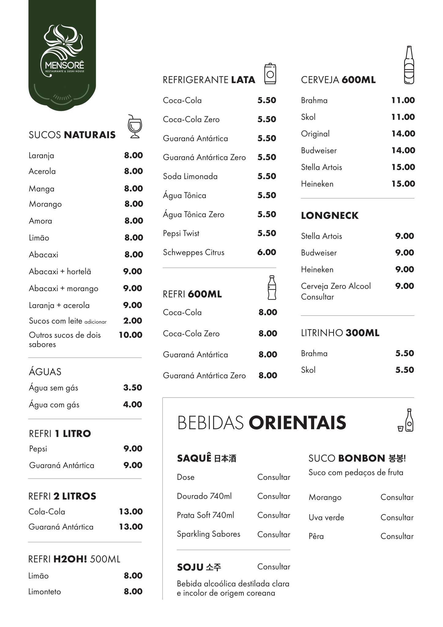 Restaurante Mensorê cardápio