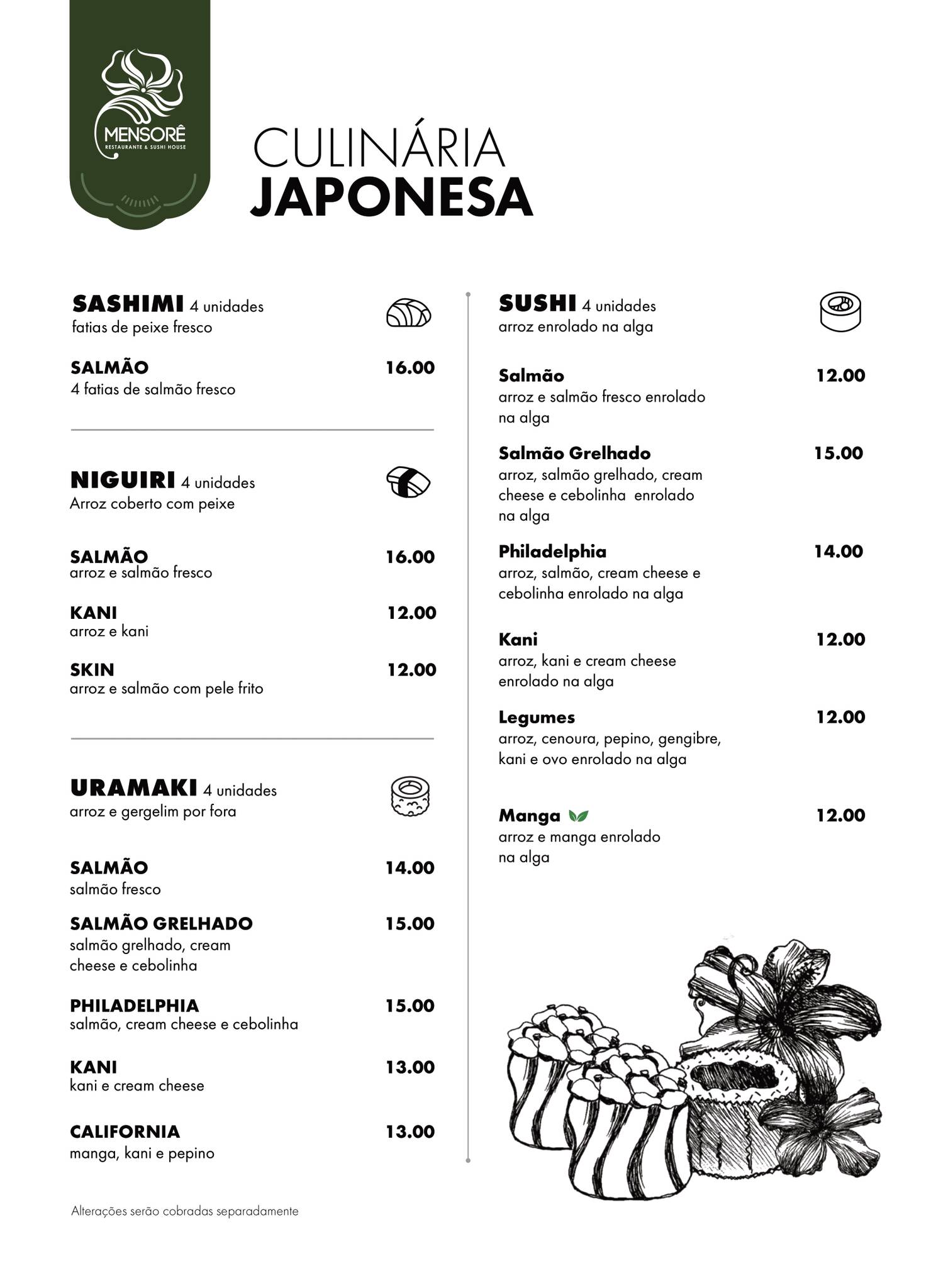 Restaurante Mensorê cardápio