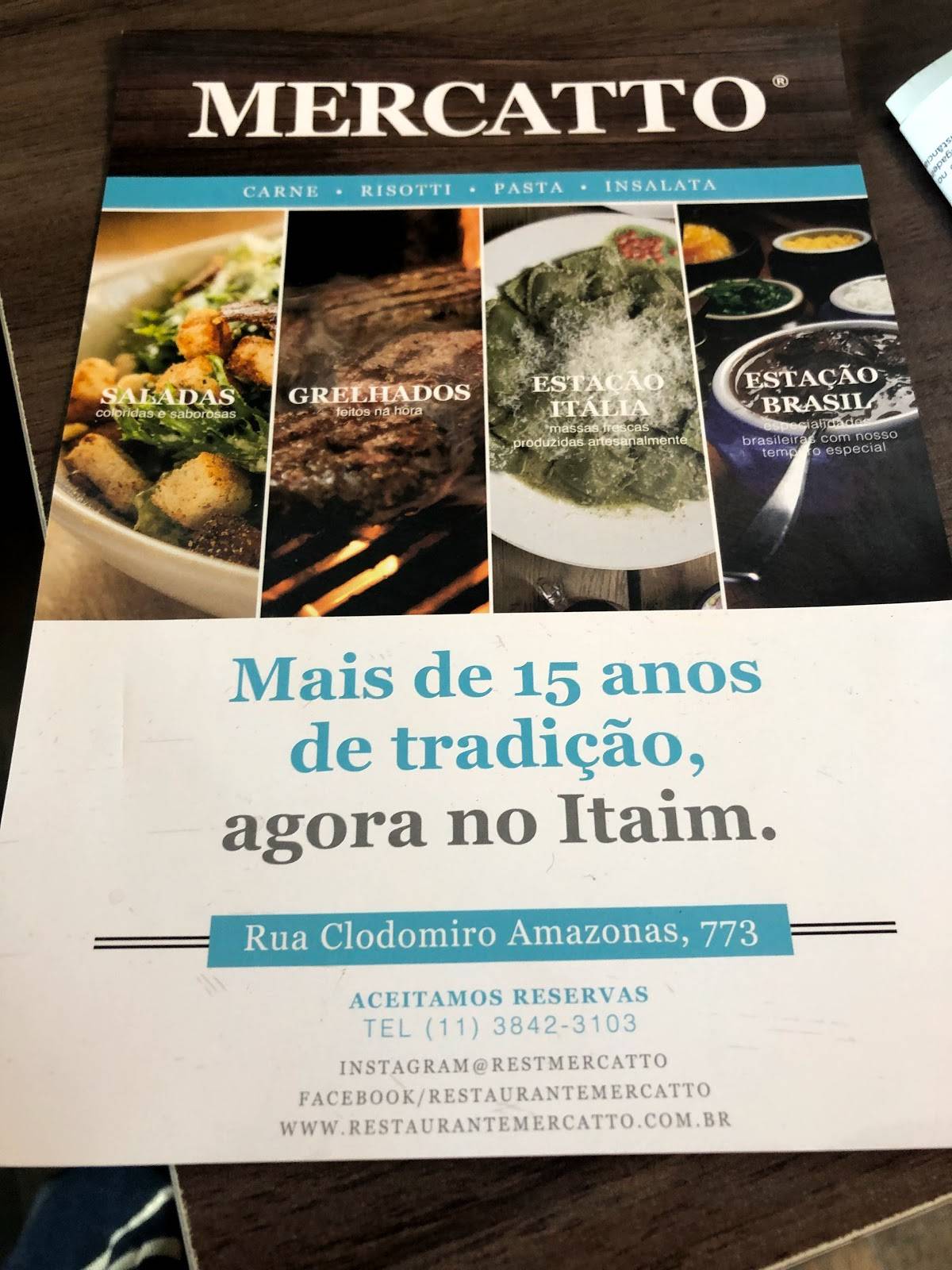 Mercatto Restaurante - Itaim cardápio
