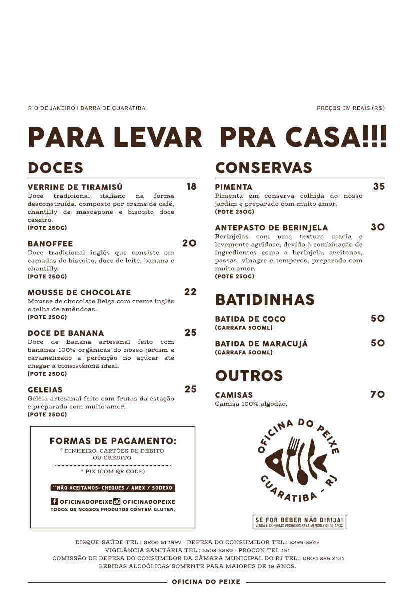 Restaurante Oficina do Peixe cardápio