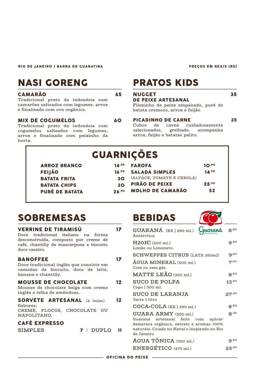 Restaurante Oficina do Peixe cardápio