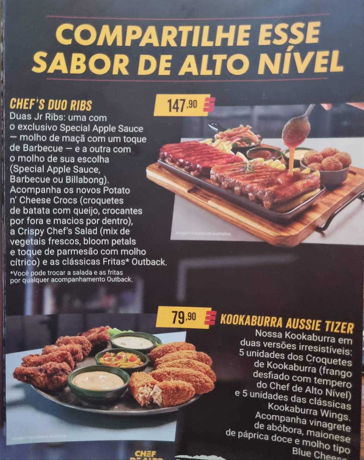 Restaurante Outback Steakhouse cardápio