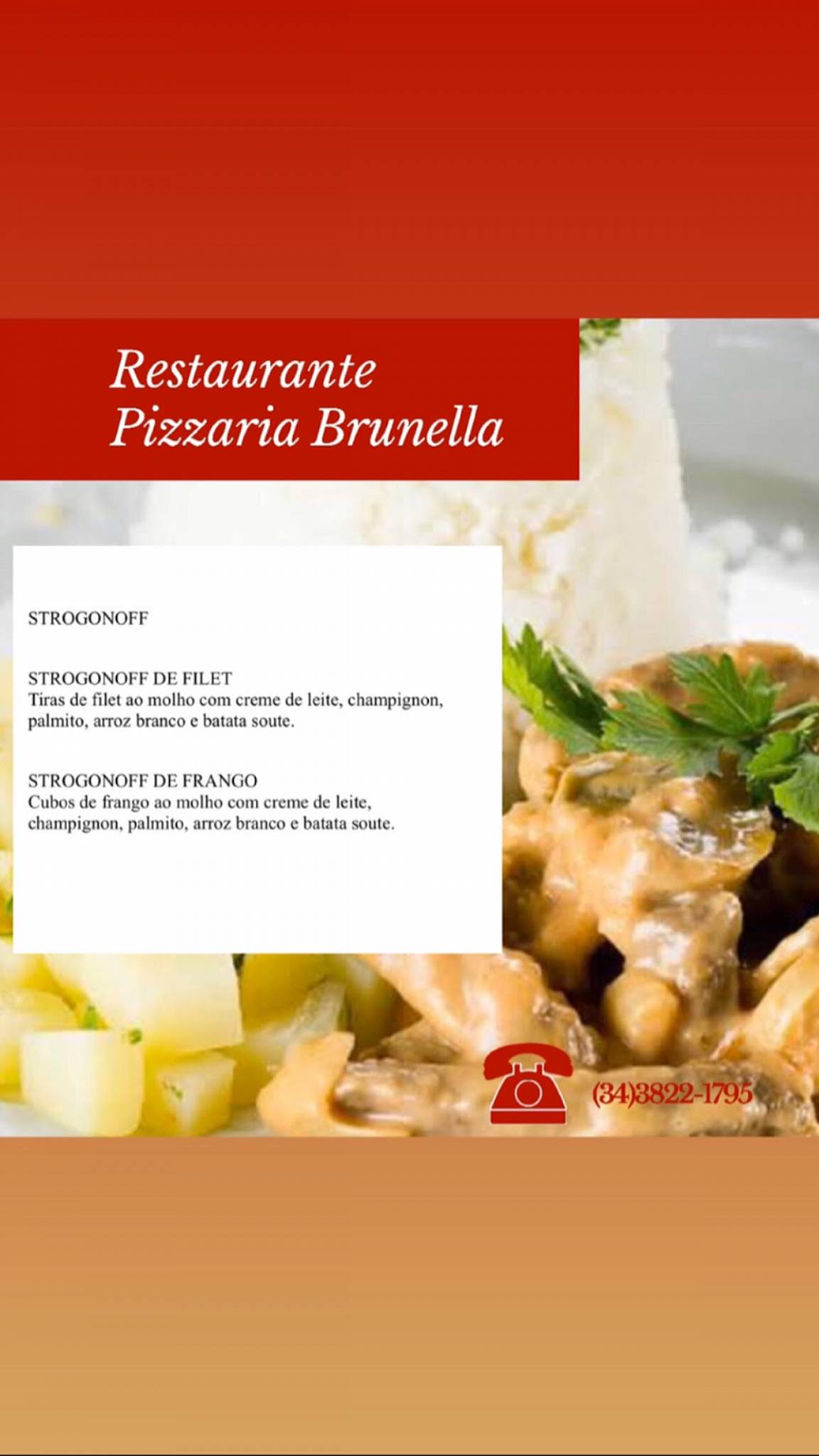 Restaurante e Pizzaria Brunella cardápio