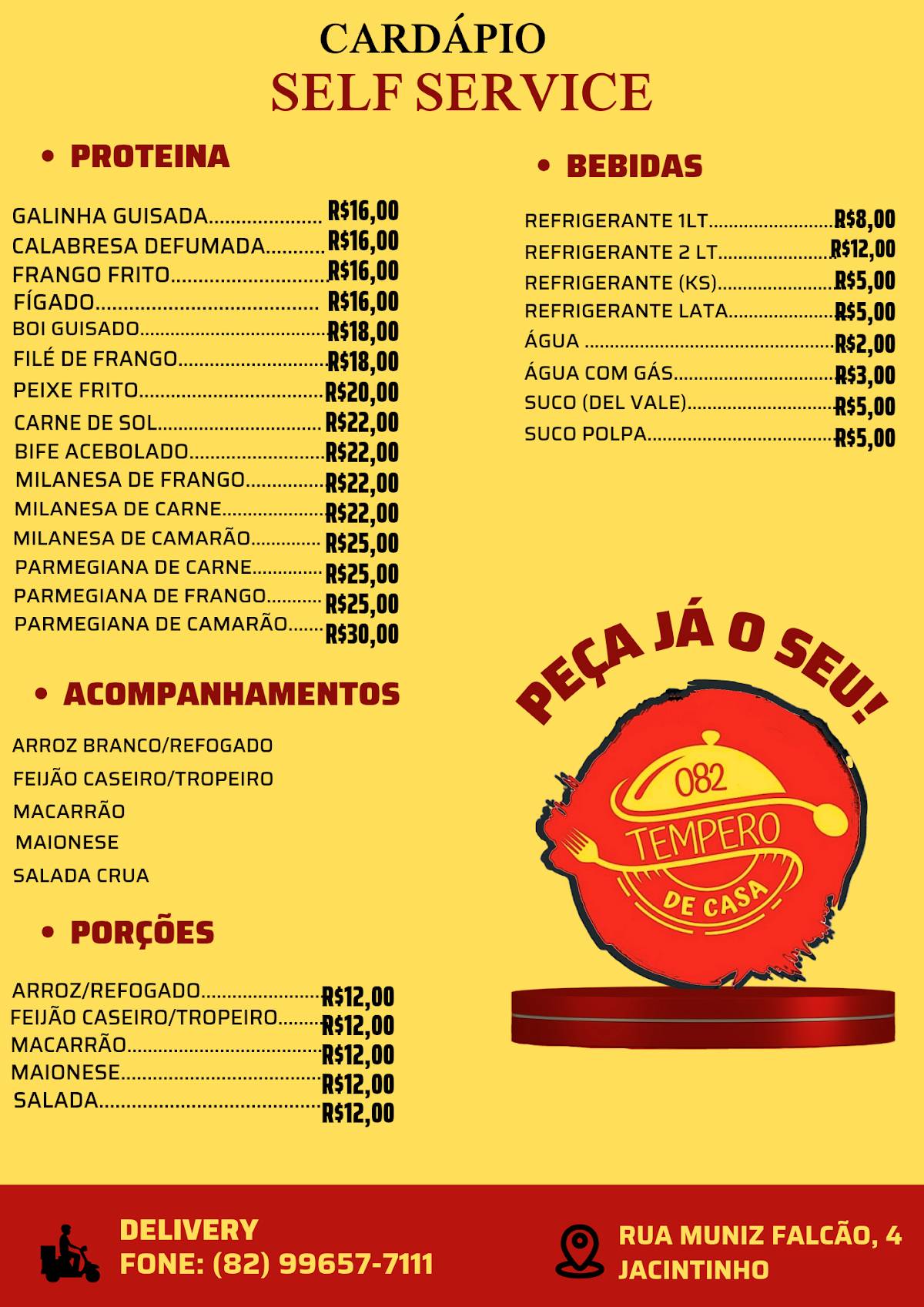 Restaurante Tempero de Casa 082 cardápio
