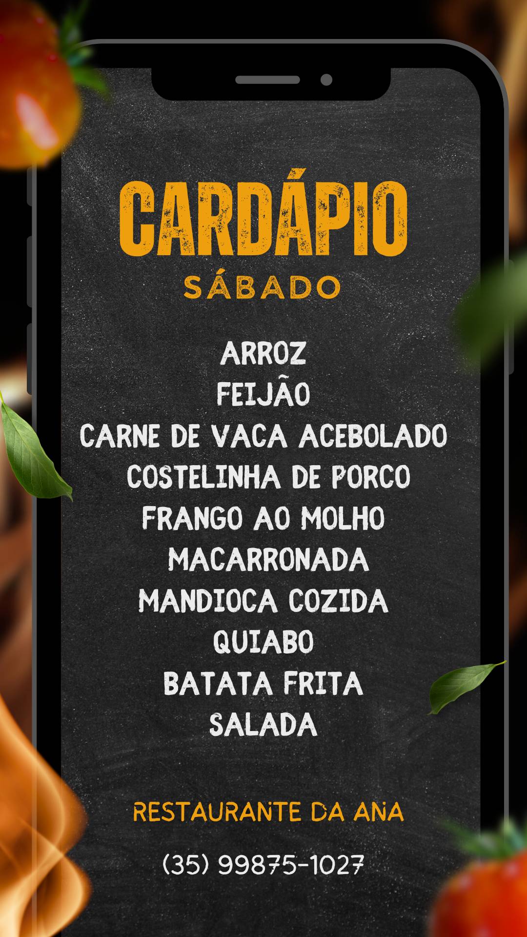 Restaurante da Ana cardápio