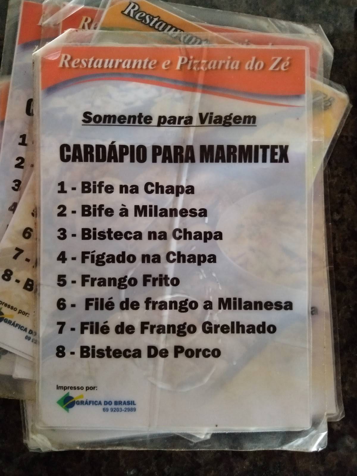 Restaurante do Zé cardápio
