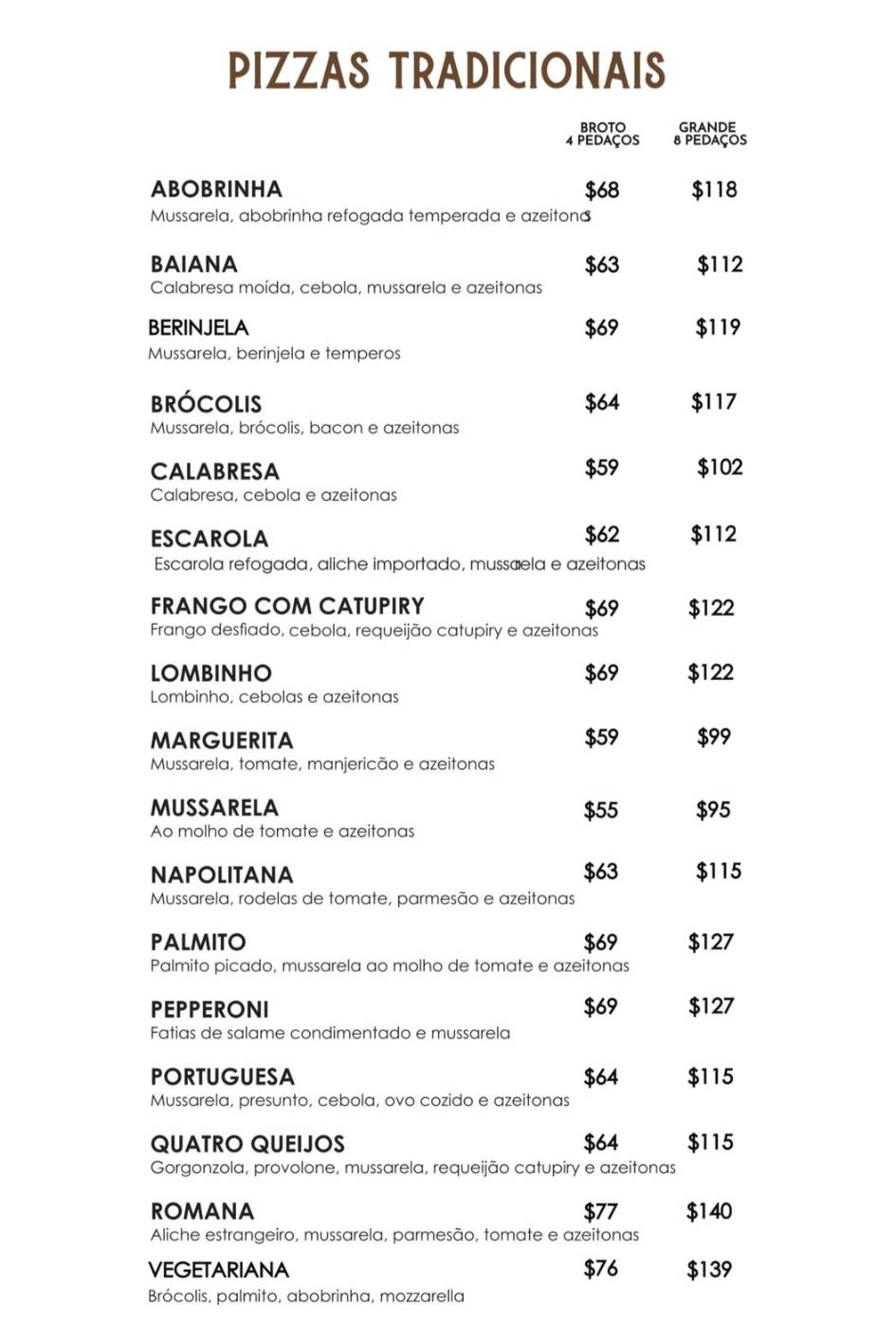 Restaurante e pizzaria Alfredo cardápio