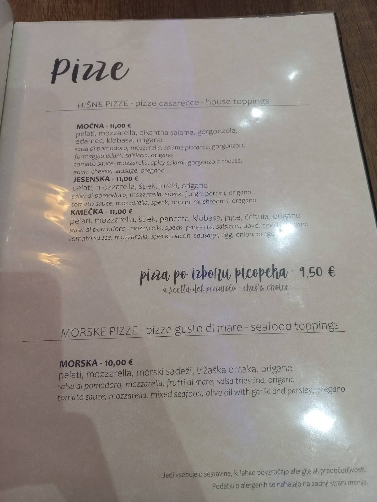 Menu di Restavracija Avenija 