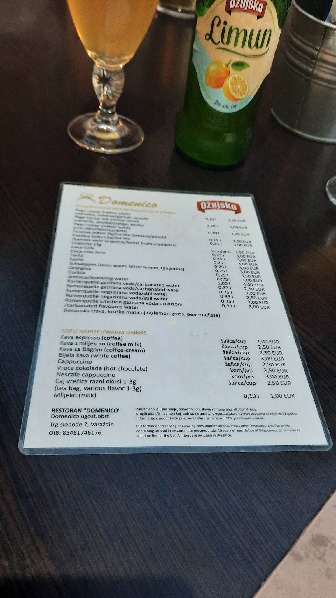 Menu di Restoran Domenico 