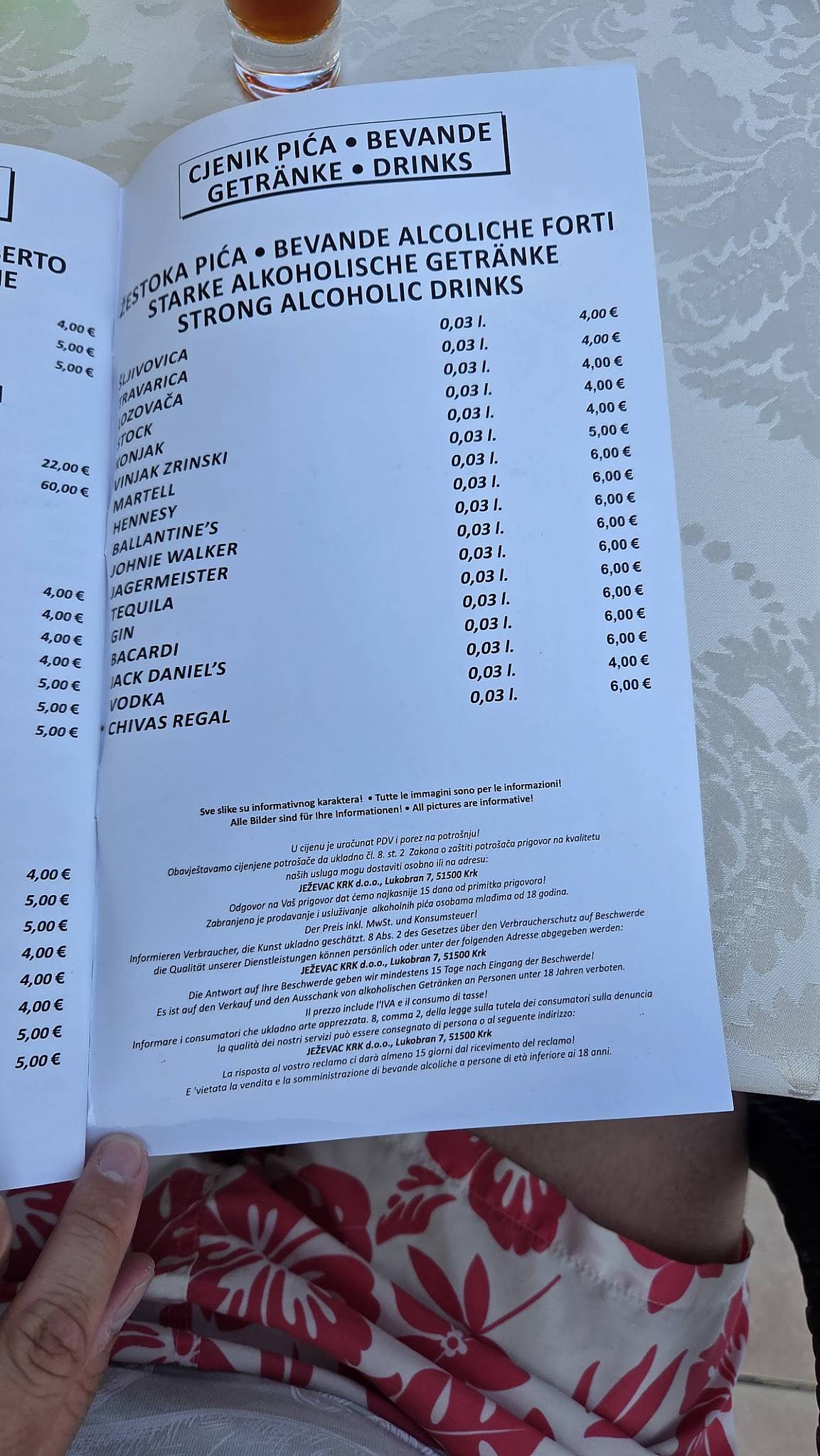 Menu di Restoran Ježevac 