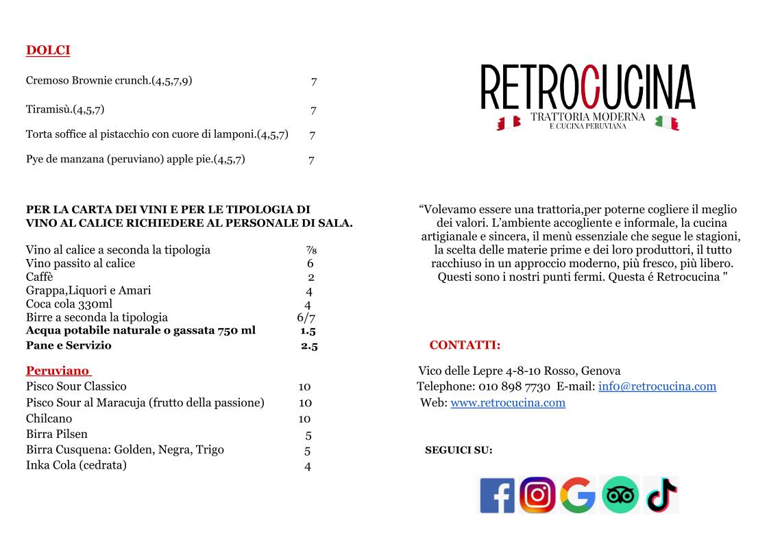 Menu di RetroCucina - Trattoria Moderna 