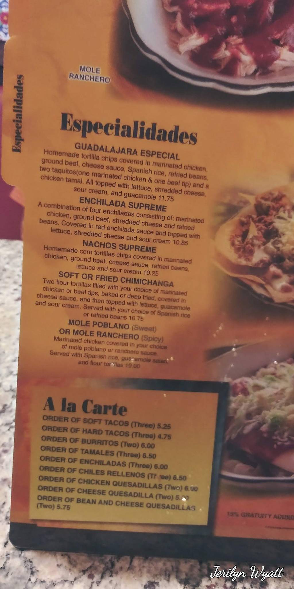 Menu at Rey Azteca Mexican Restaurant Palmyra, Palmyra