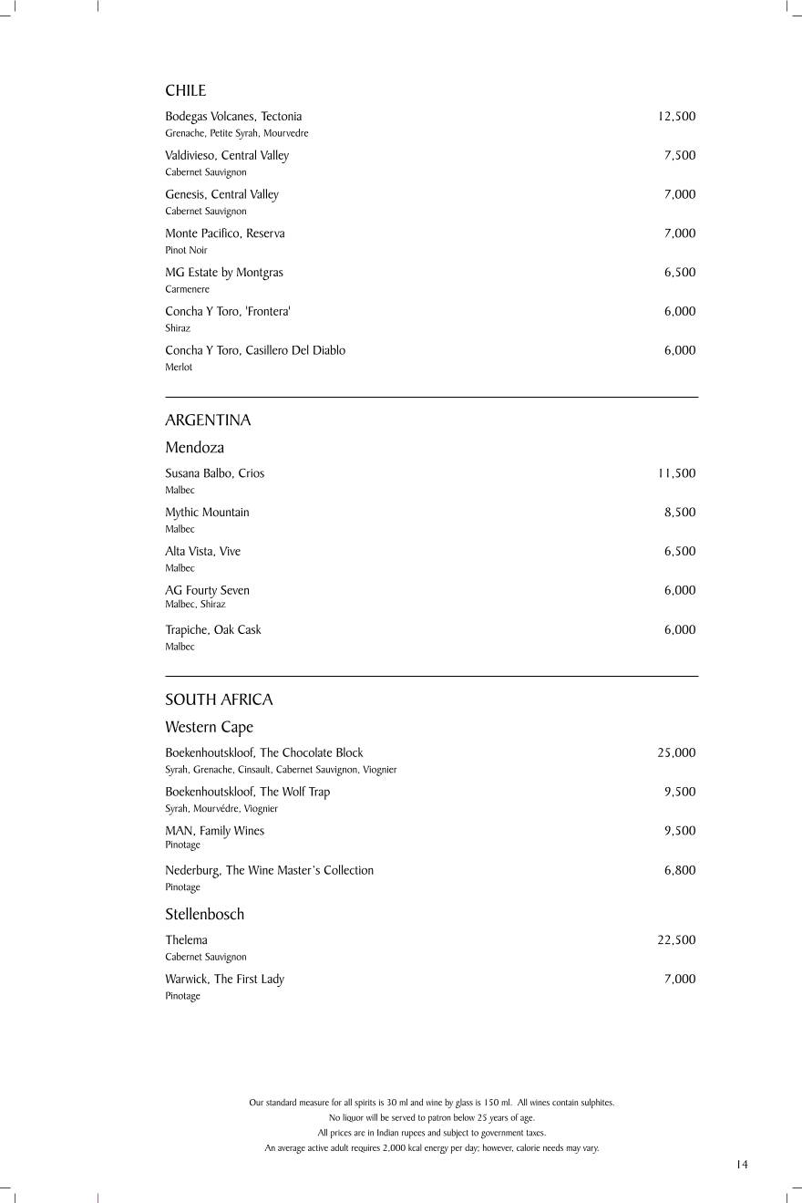Rick's menu