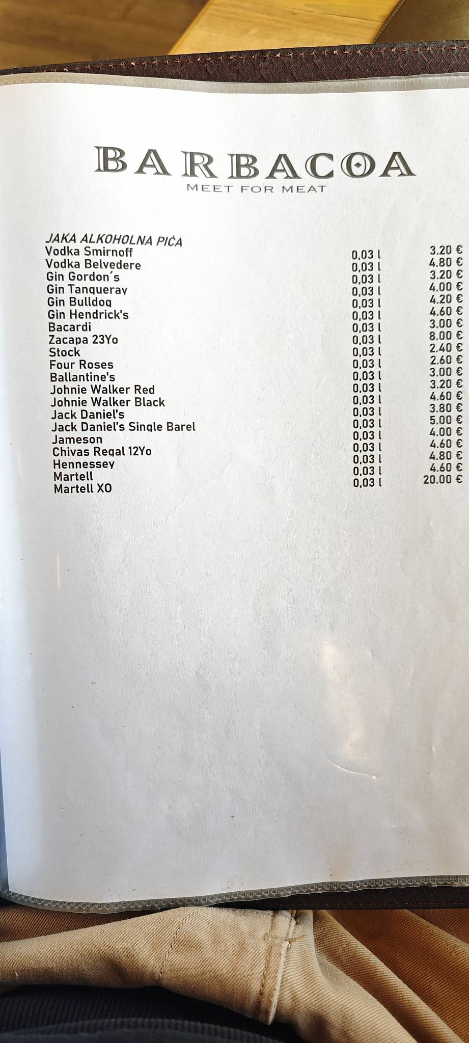 Menu di Barbacoa 