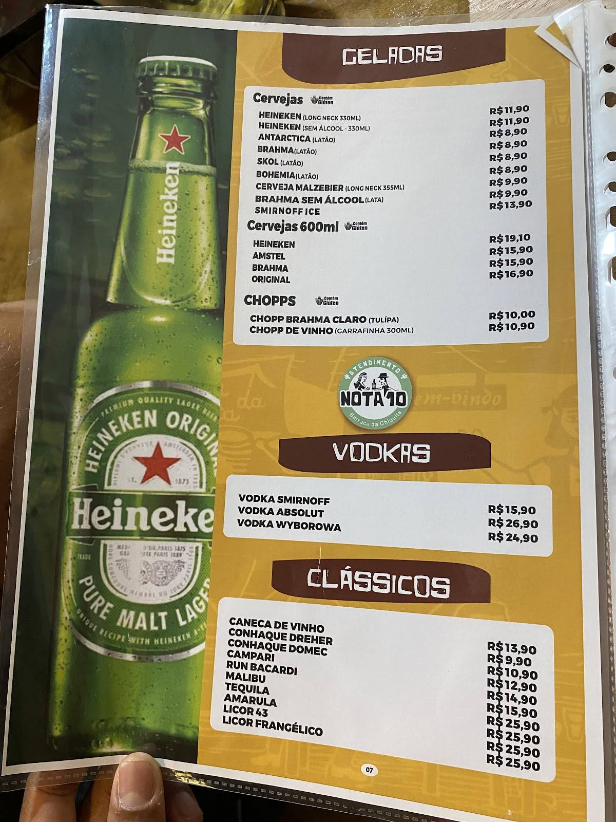 Barraca da Chiquita Restaurante cardápio