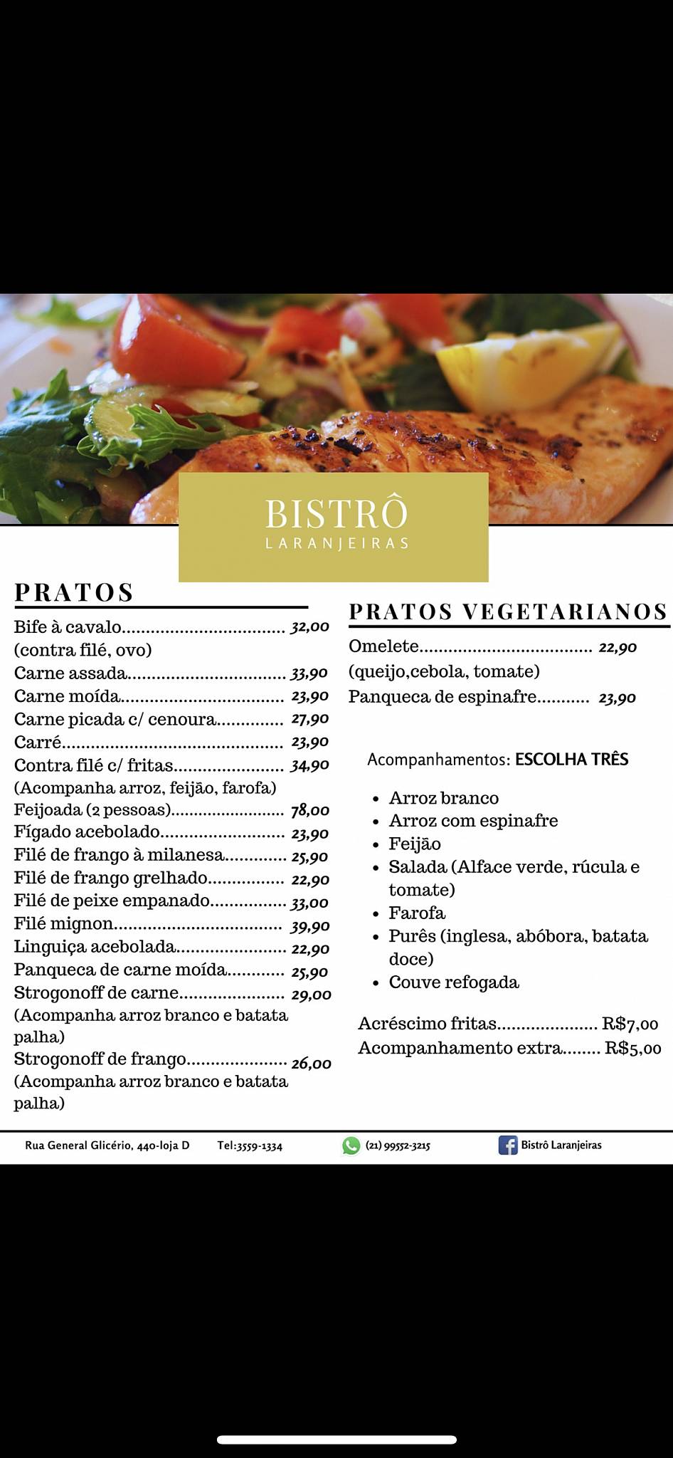 Bistrô Laranjeiras cardápio