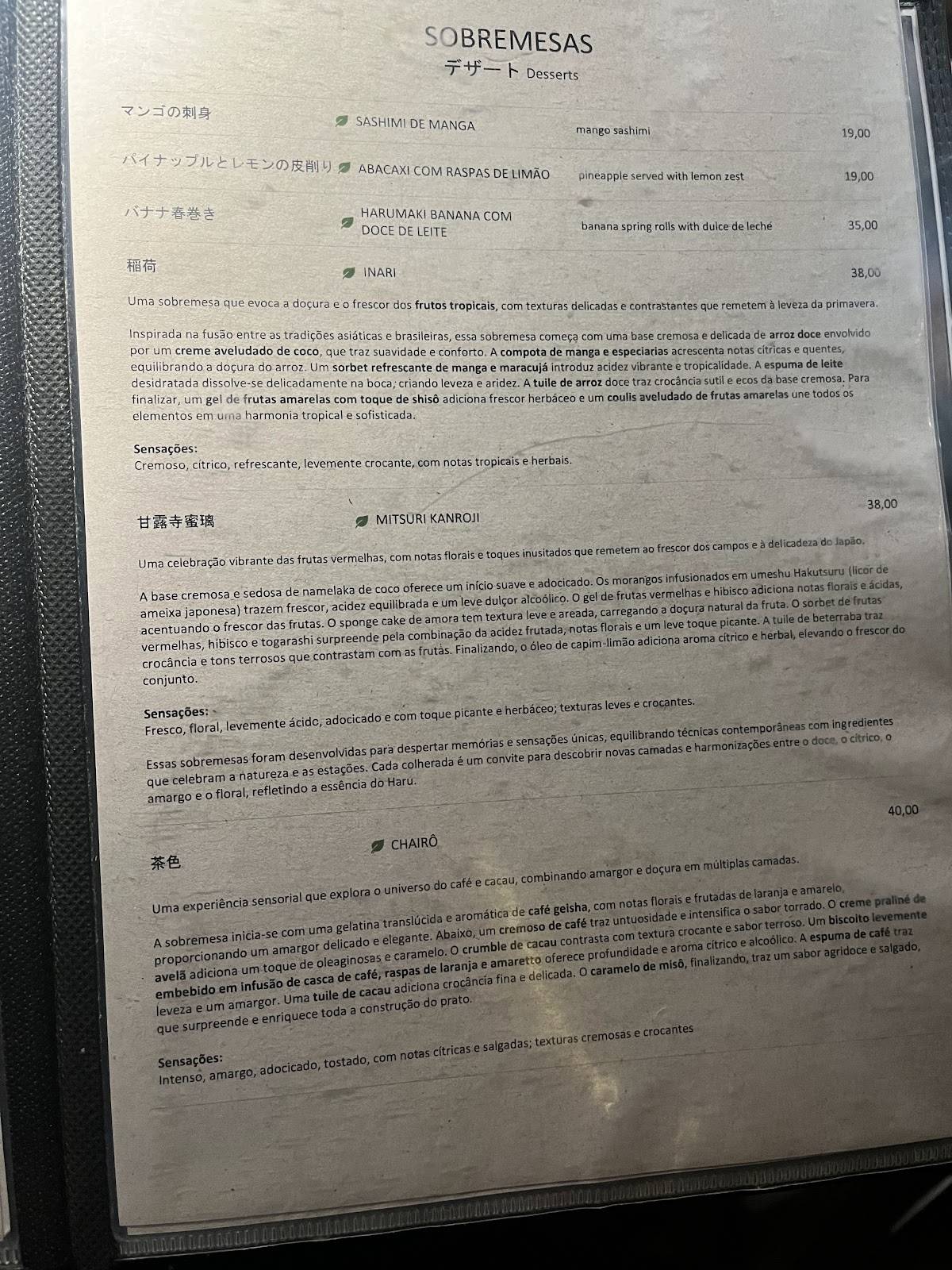 Haru Sushi Bar cardápio