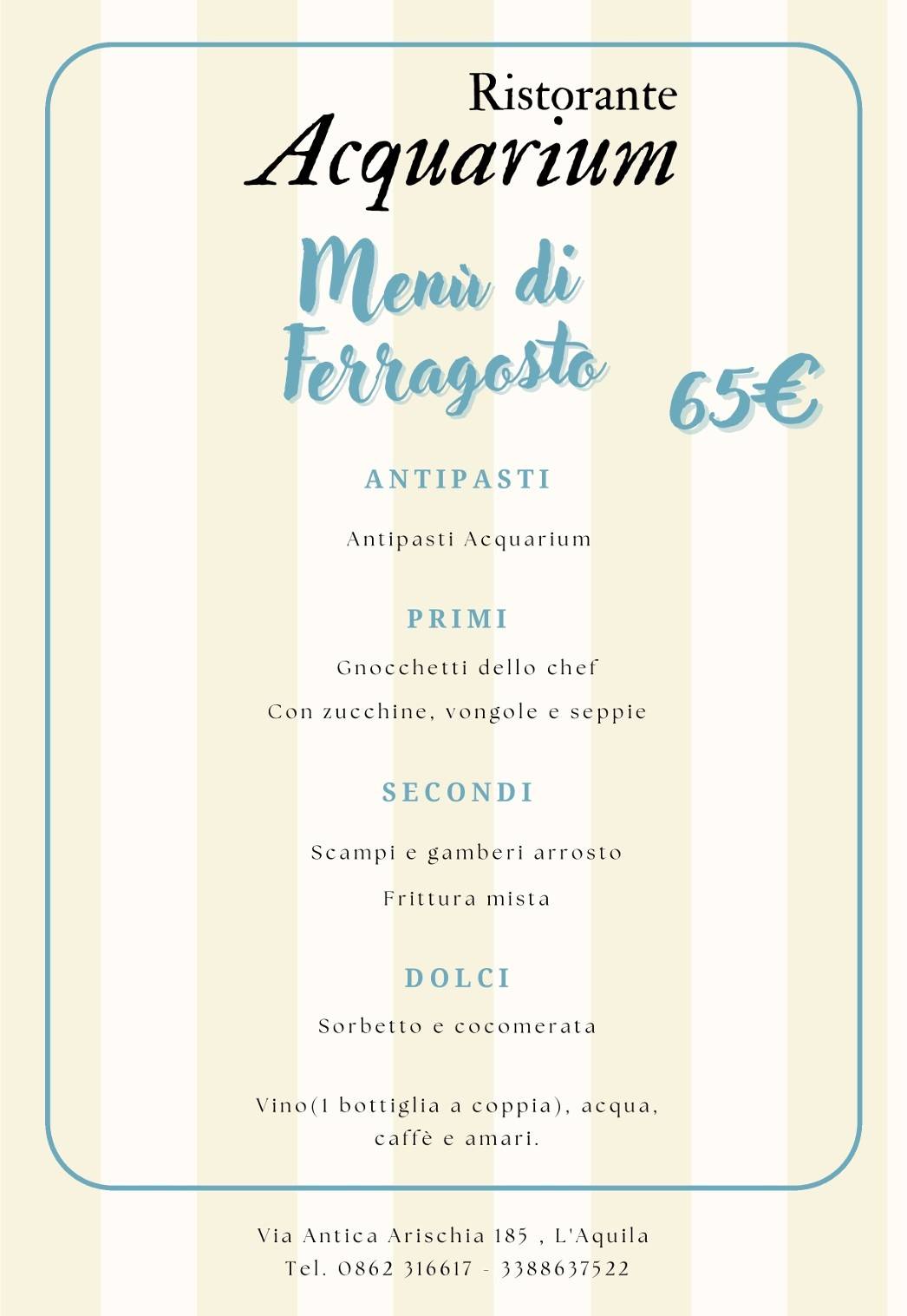 Menu di Ristorante Acquarium 