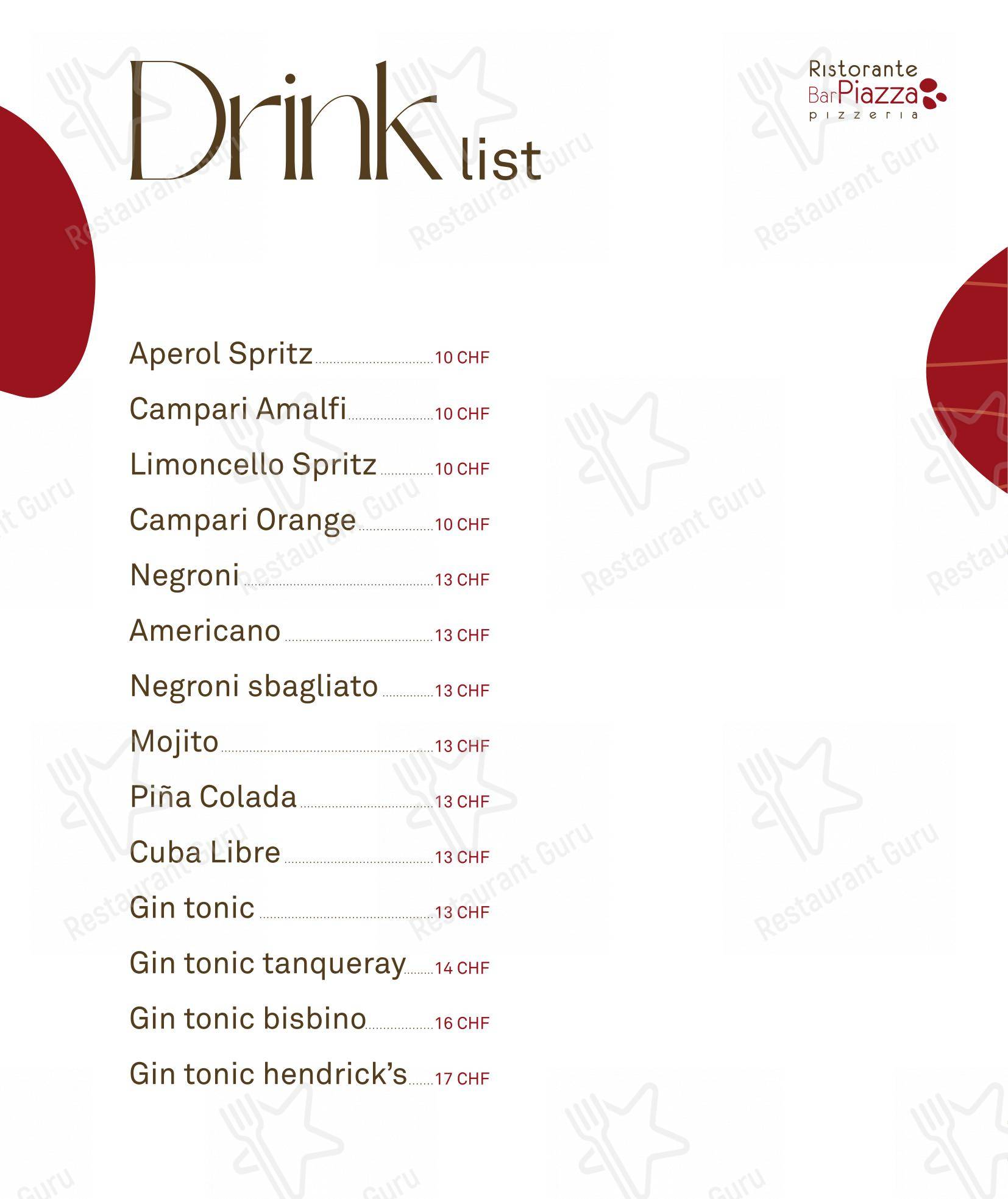 Menu di Ristorante Bar Piazza - Menu bar