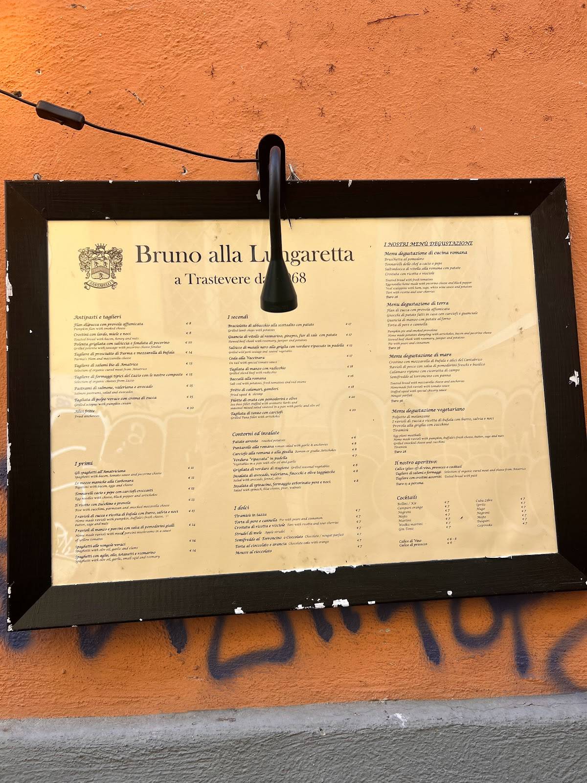 Menu di Ristorante Bruno Alla Lungaretta 