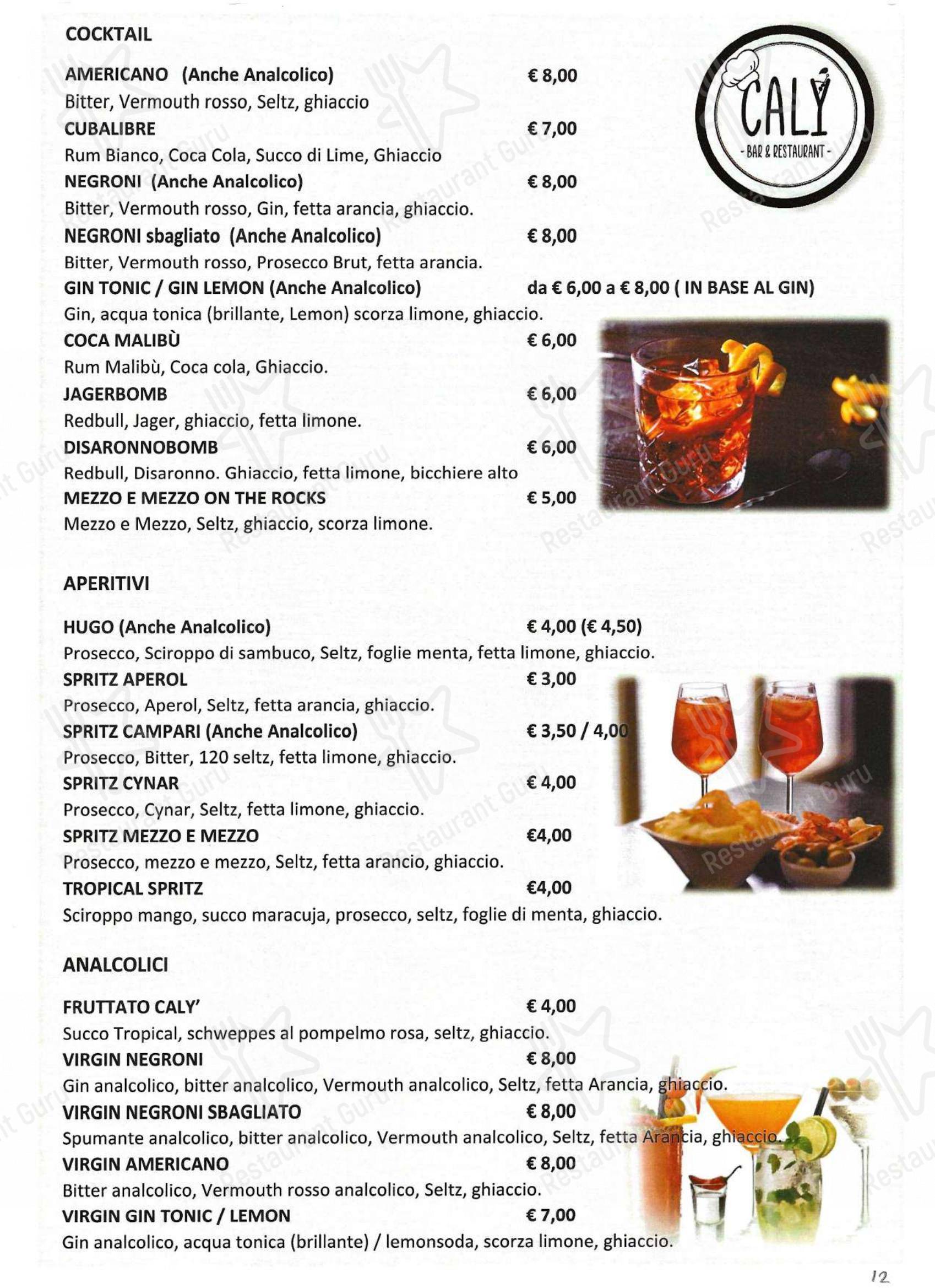 Menu di Ristorante Calý - Menu