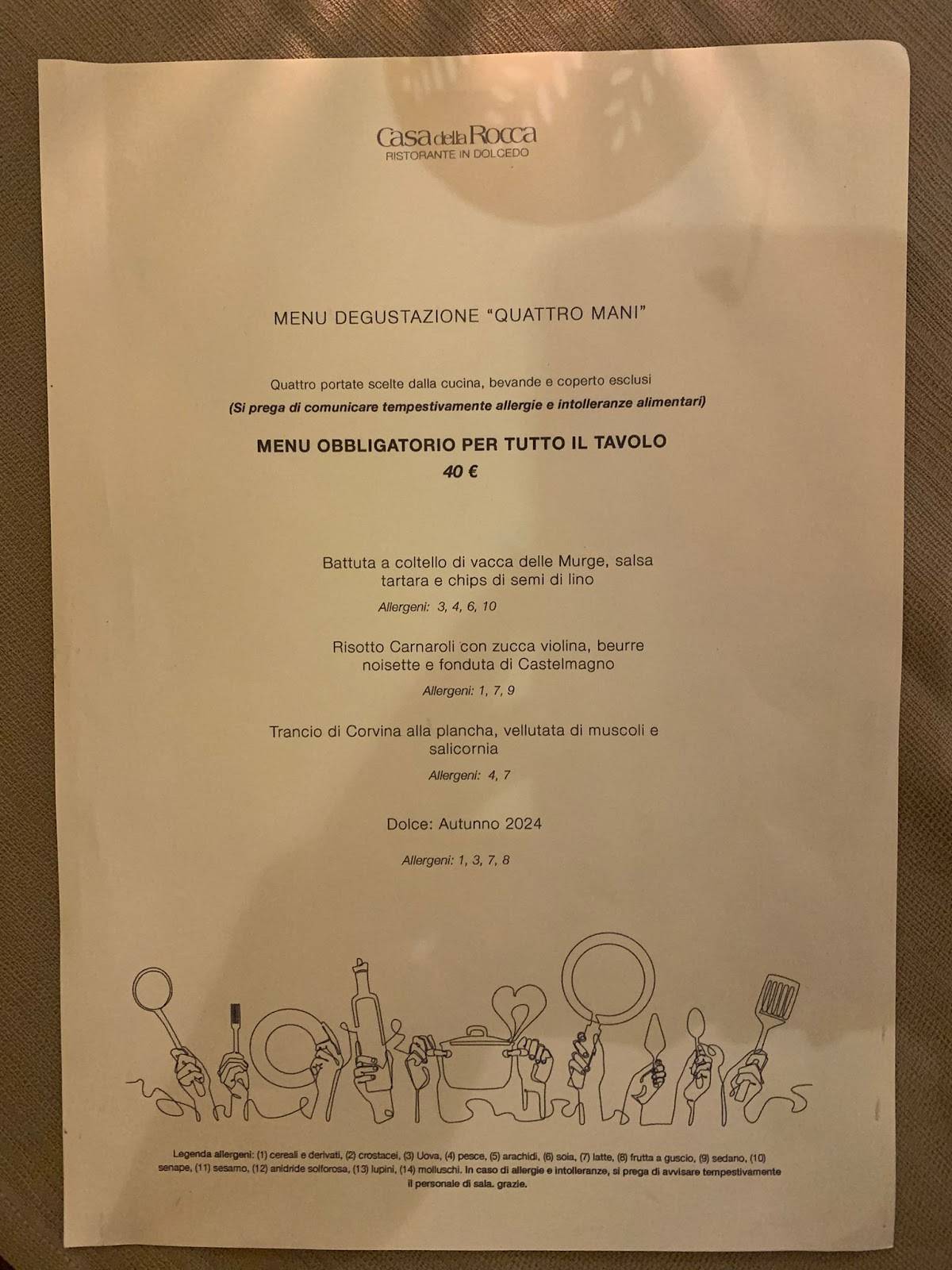 Menu di Ristorante Casa Della Rocca 