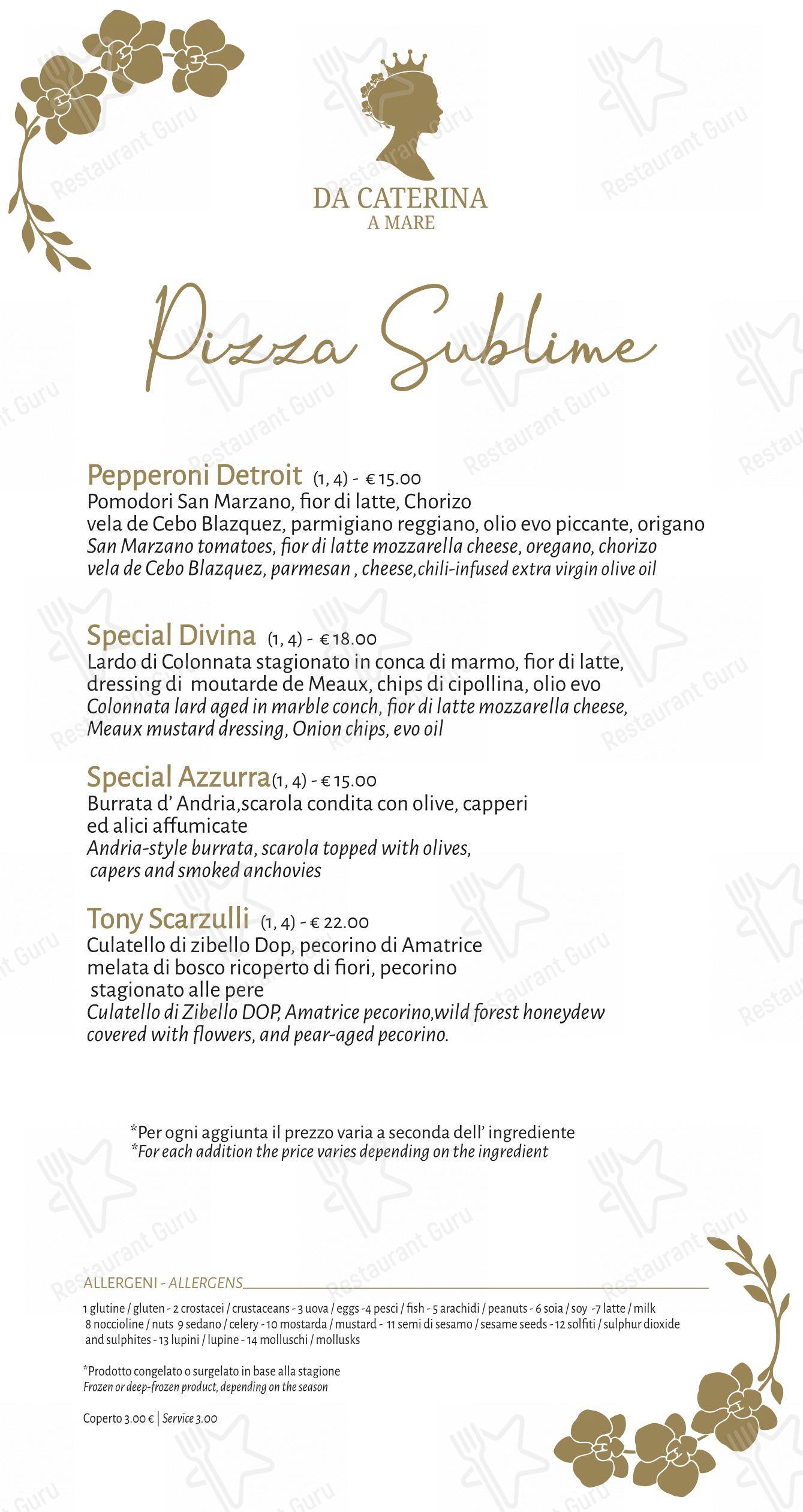 Menu per Ristorante Caterina a Mare ristorante