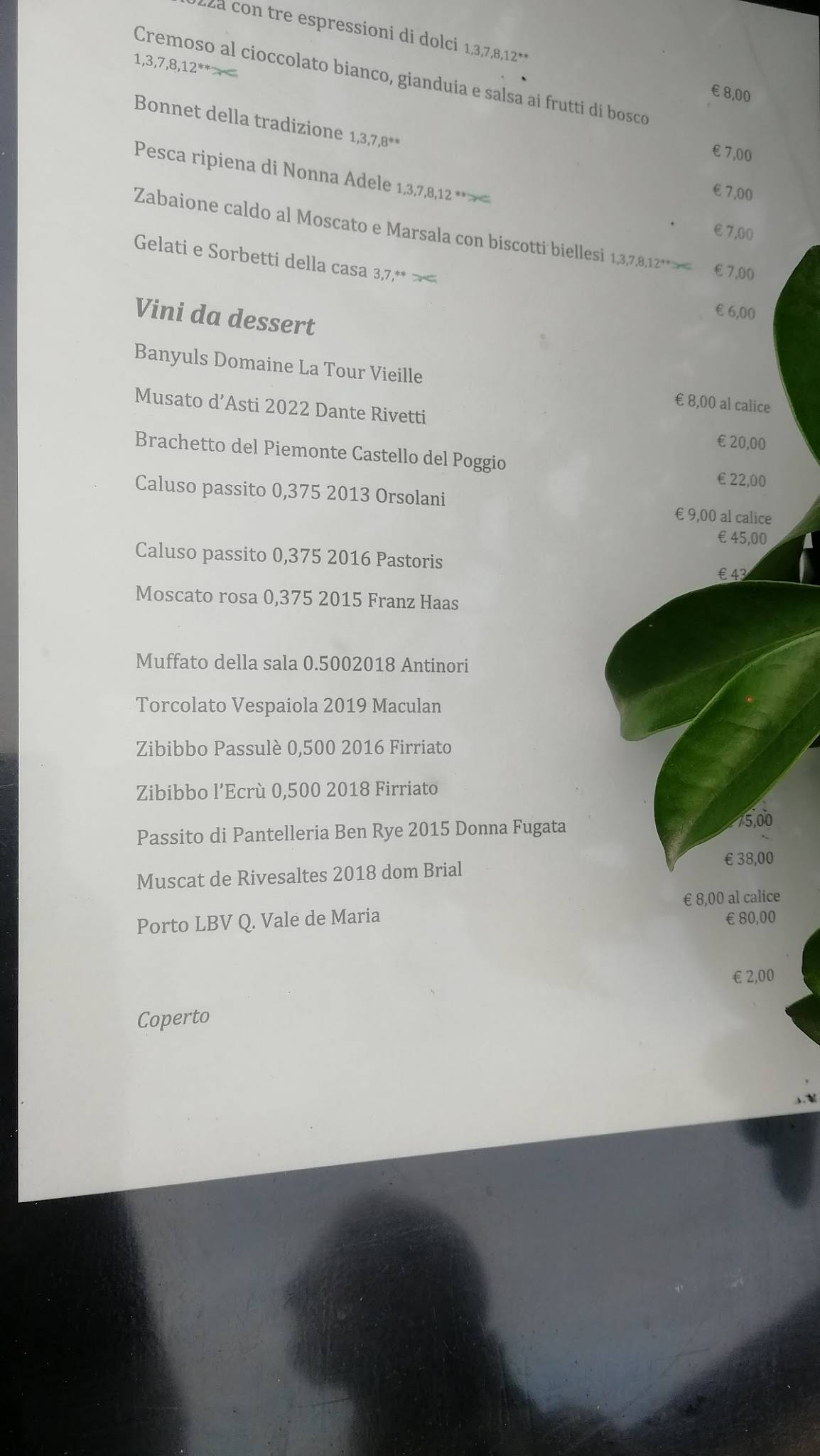Menu di Ristorante Croce Bianca 