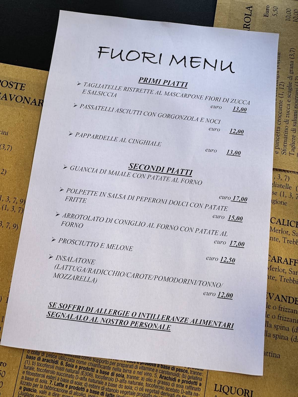 Menu di Ristorante Hostaria Savonarola 