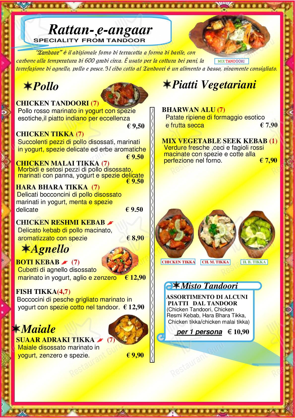 Menu per INDIA ristorante