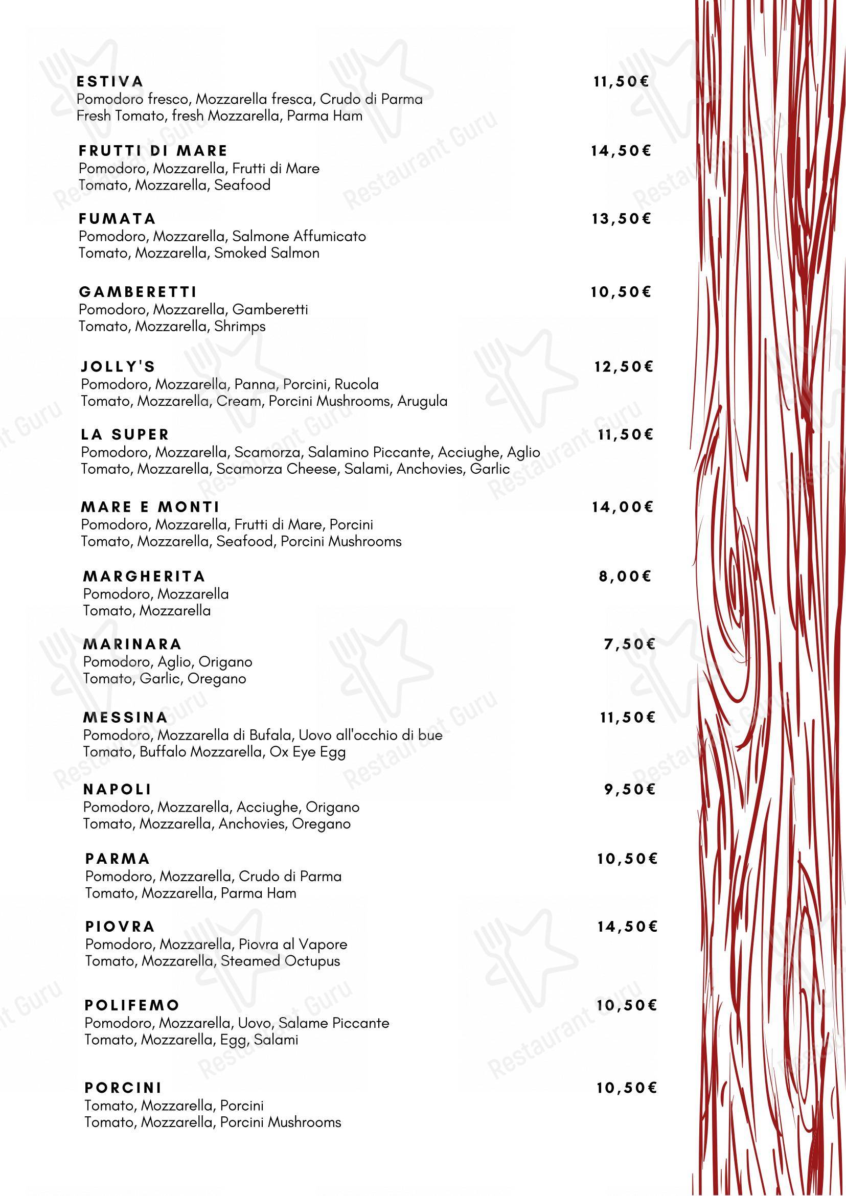 Menu per Ristorante Jolly'S Pizzeria - Asporto e a Domicilio pizzeria