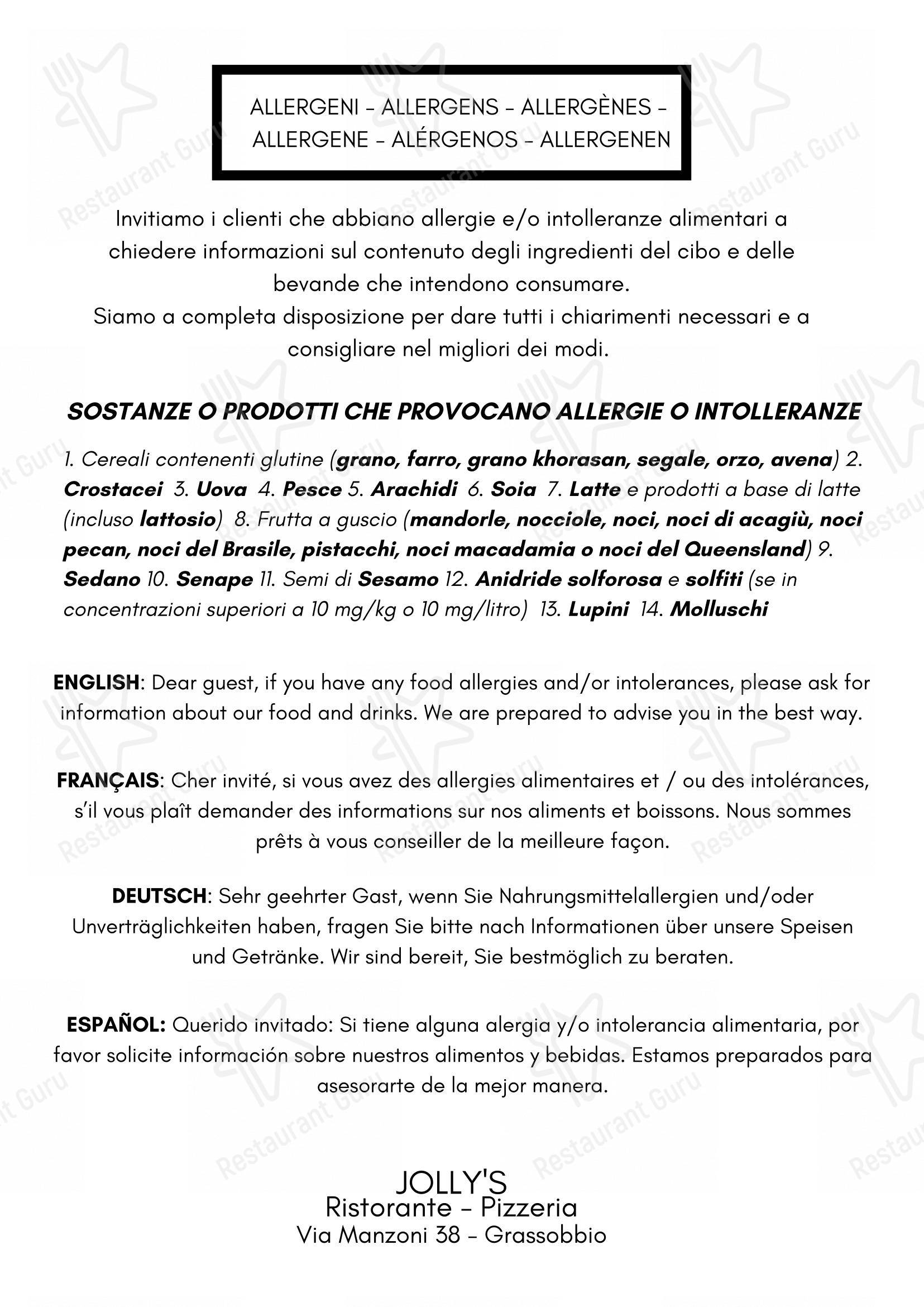 Menu per Ristorante Jolly'S Pizzeria - Asporto e a Domicilio in Grassobbio