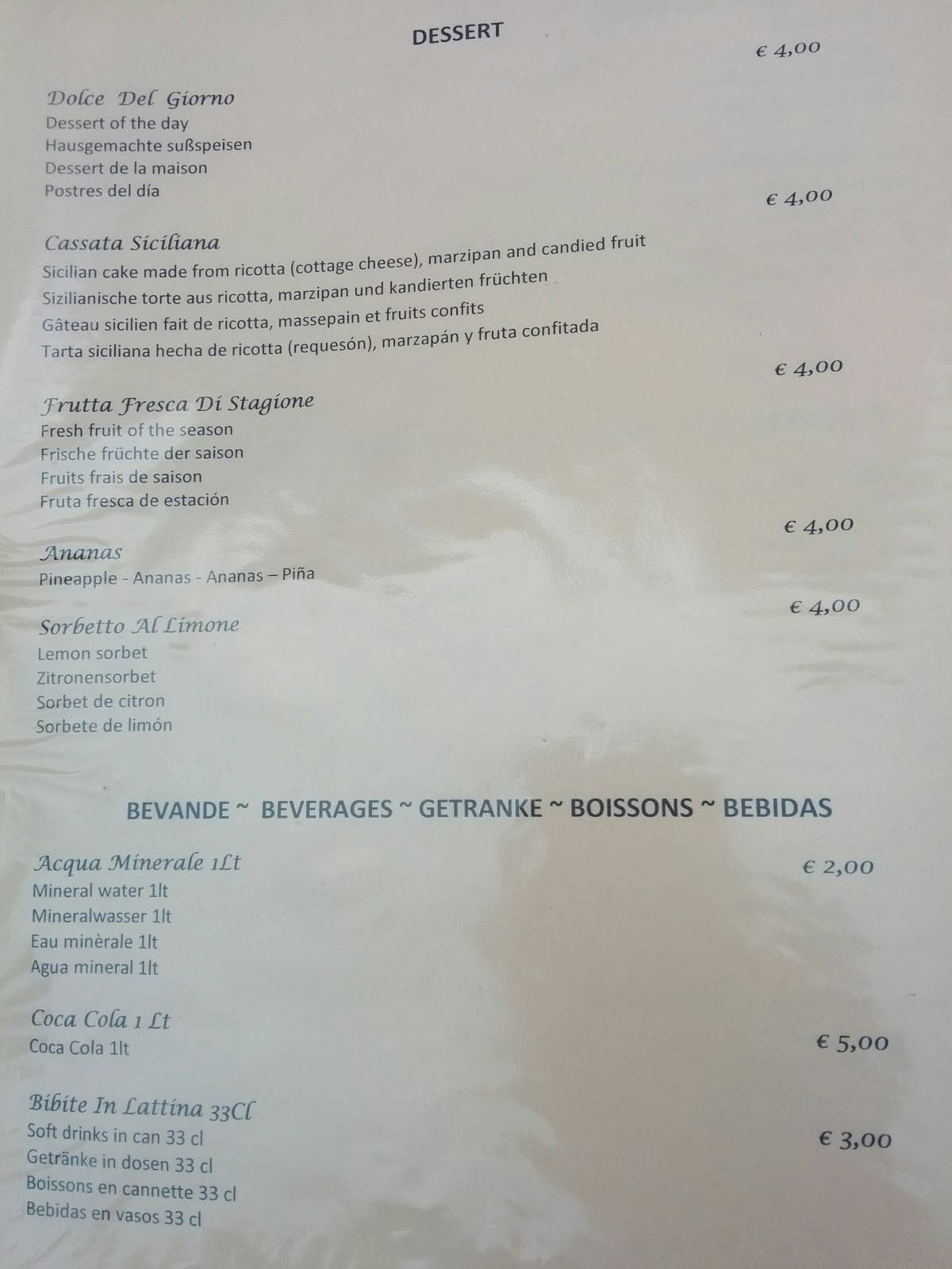 Menu di Ristorante L'Oste Scuro Di Fazio Vincenzo 