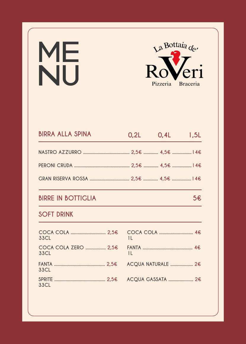 Menu di Ristorante La Bottaia dè Roveri 