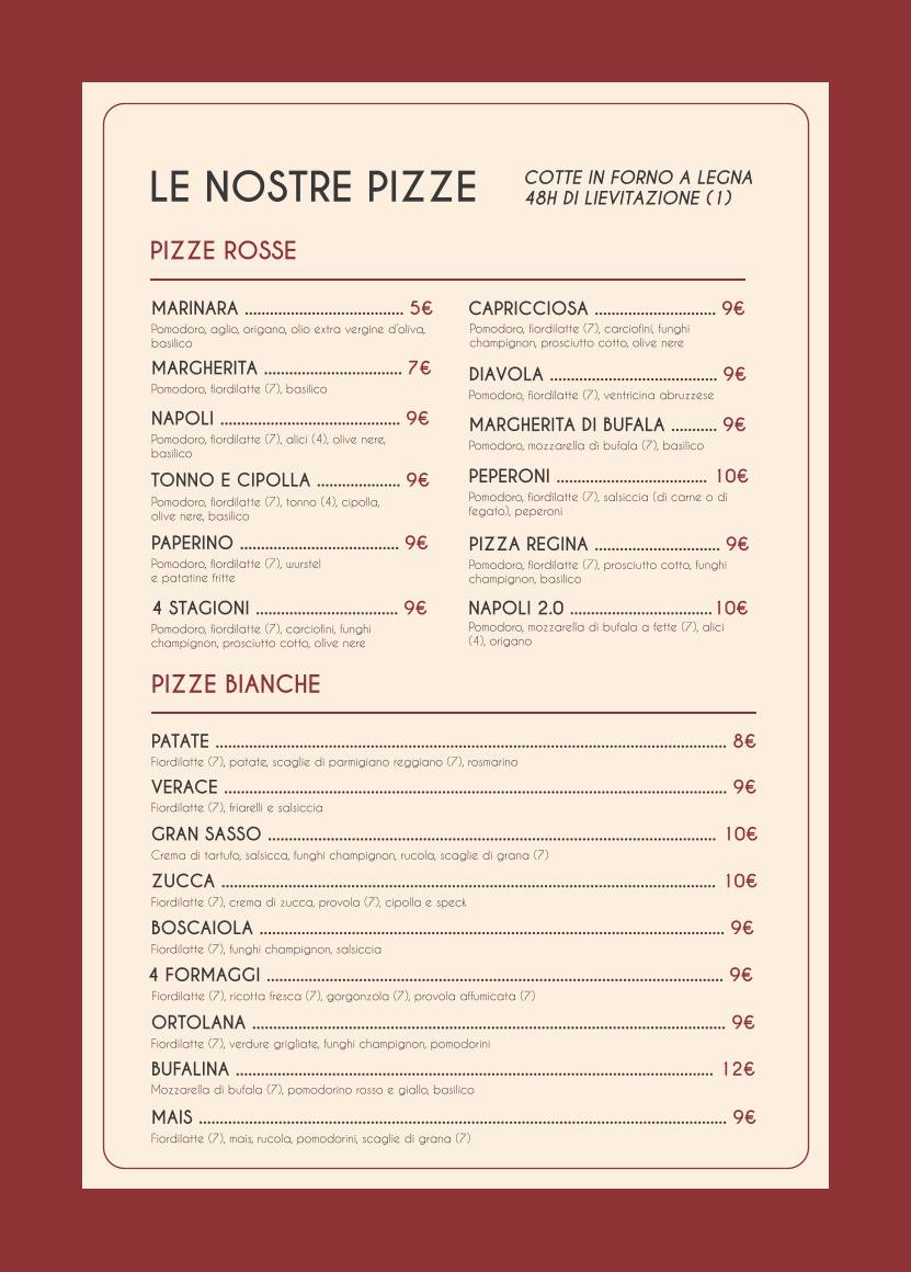 Menu di Ristorante La Bottaia dè Roveri 